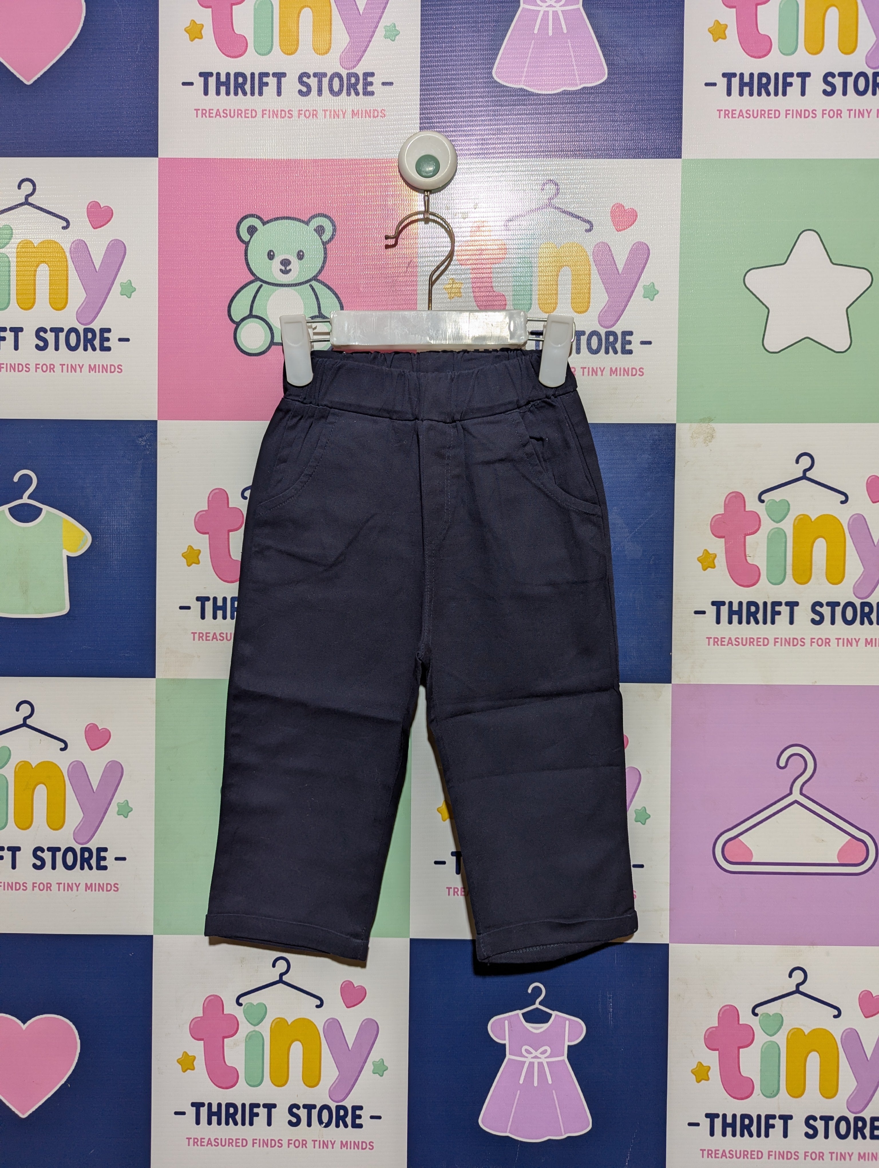 Athletic Works Boys Solid Dark Navy Blue Casual Trousers - Size Estimated Age 18-24M AB2