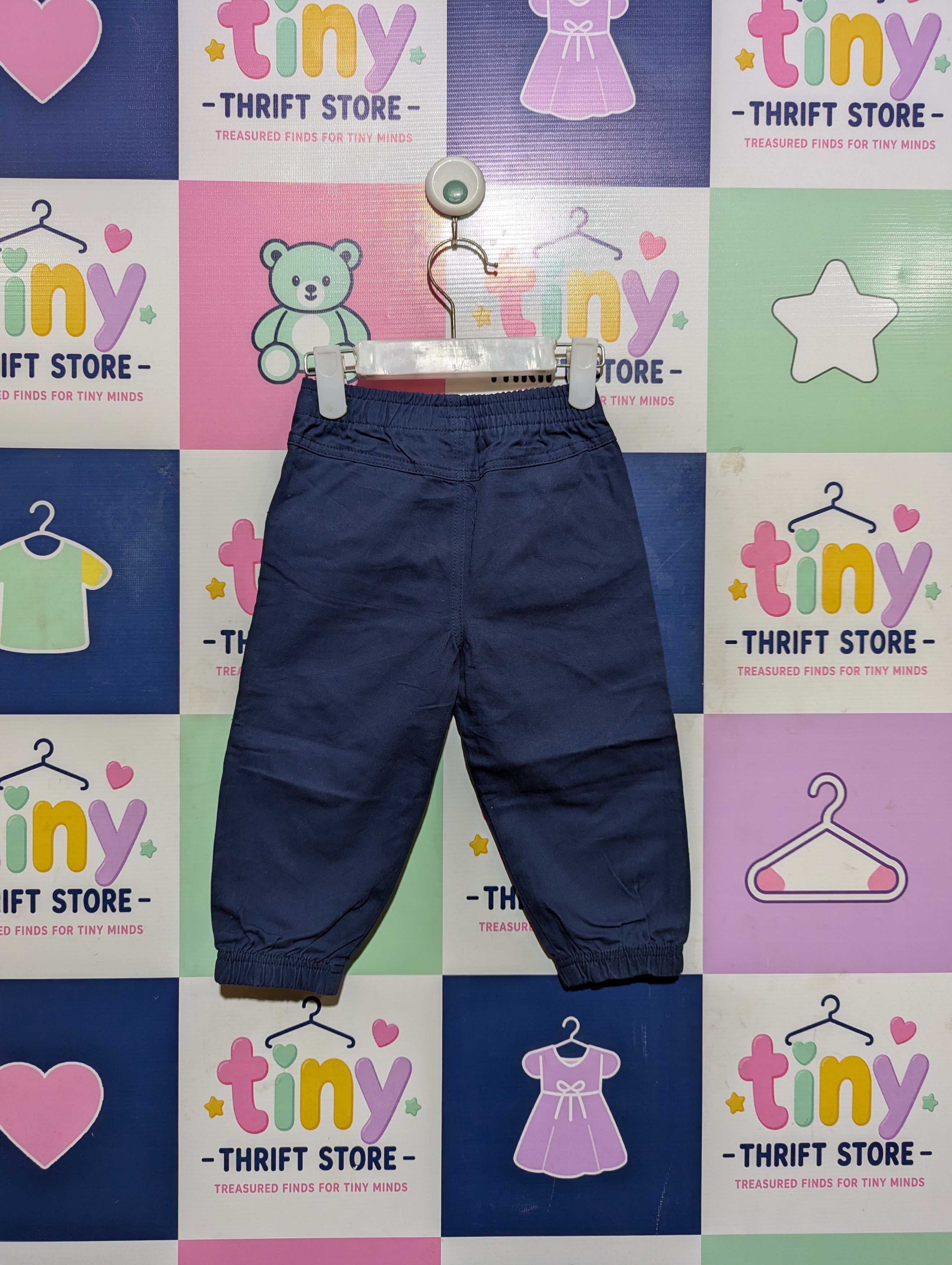 Little Me Boys Solid Navy Blue Jogger Pants - Size Estimated Age 18M AB2