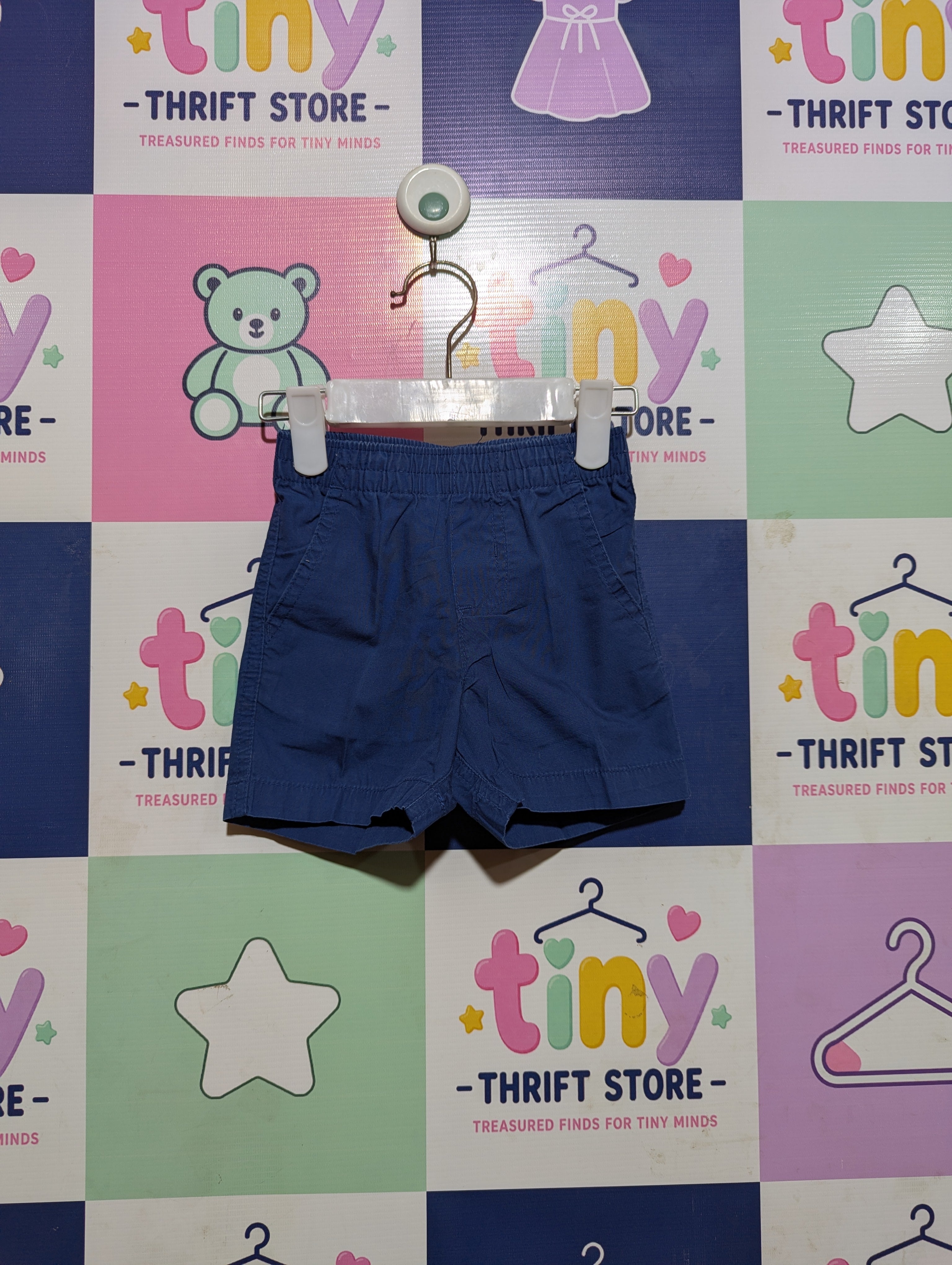 Wonder Kids Boys Solid Royal Blue Casual Shorts - Size Estimated Age 12M AB2