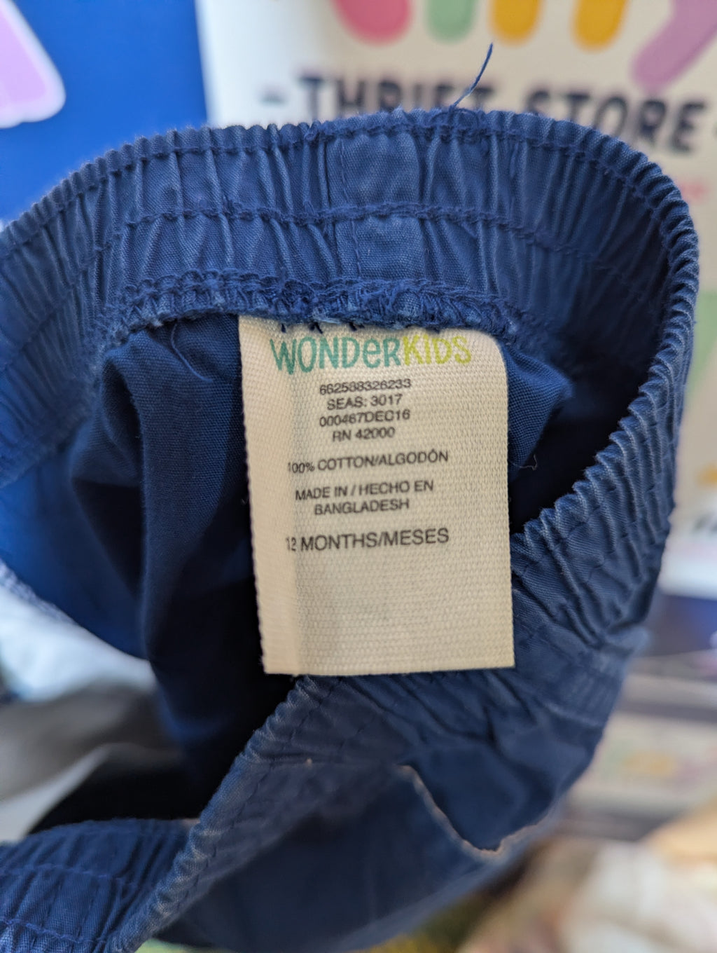 Wonder Kids Boys Solid Royal Blue Casual Shorts - Size Estimated Age 12M AB2