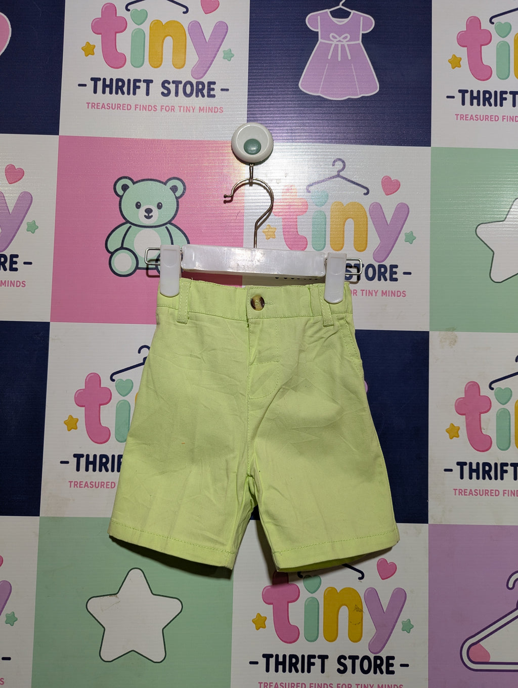 Pep & Co Boys Neon Lime Green Casual Shorts - Size Estimated Age 12-18M AB2