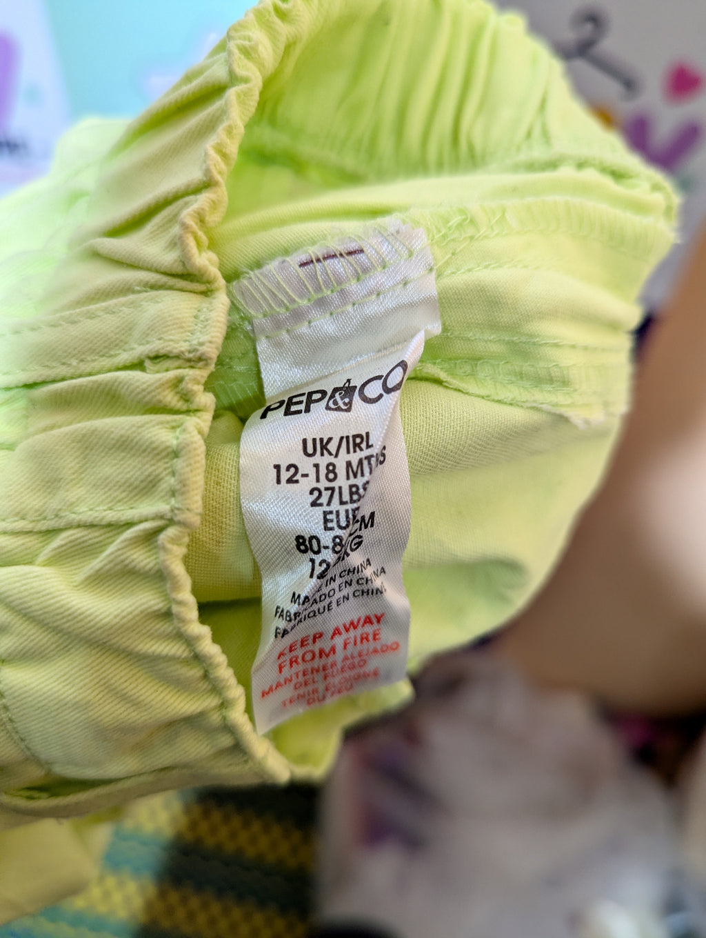 Pep & Co Boys Neon Lime Green Casual Shorts - Size Estimated Age 12-18M AB2