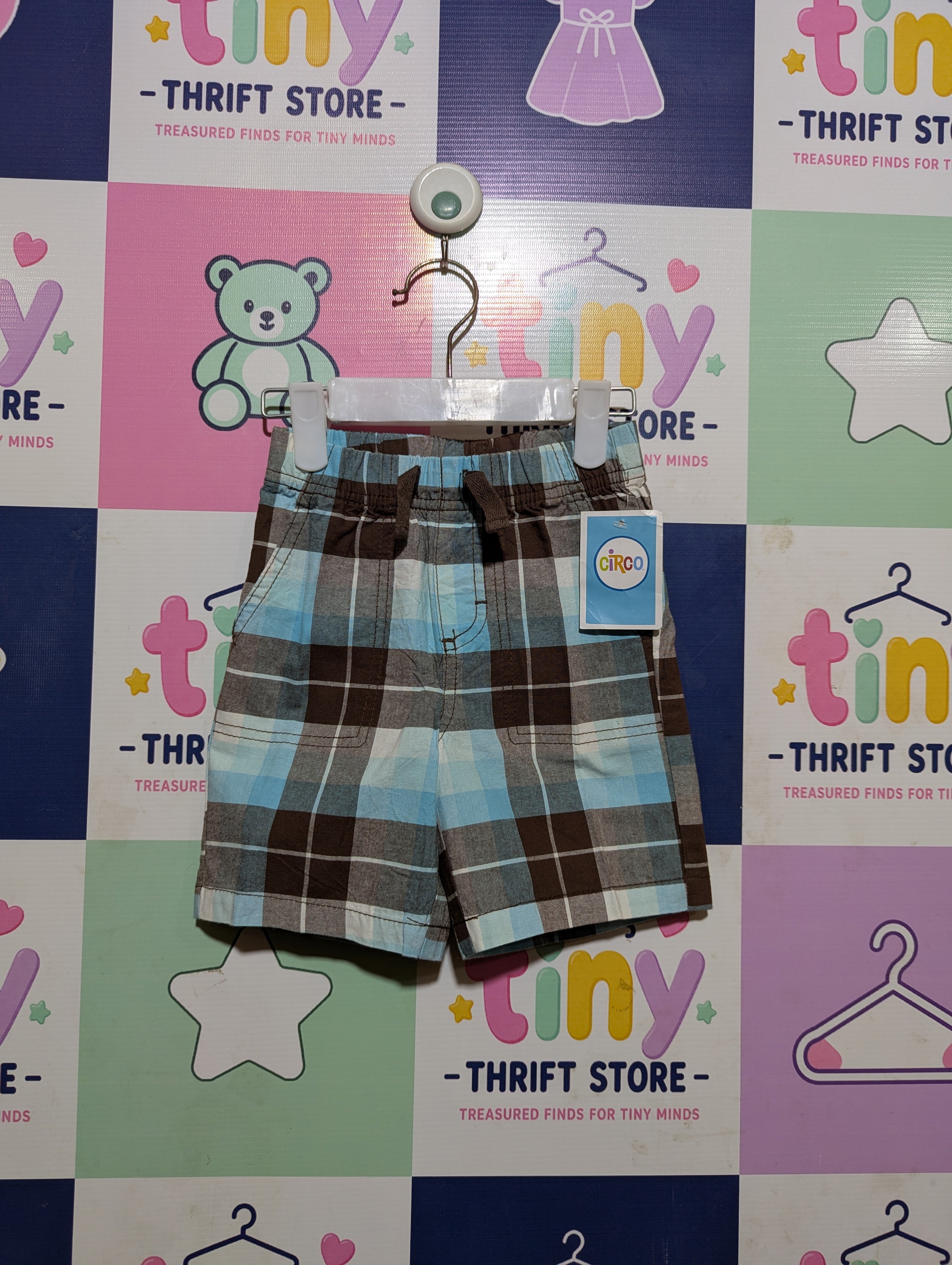 Circo Boys Blue & Brown Plaid Casual Shorts - Size Estimated Age 2T AB2