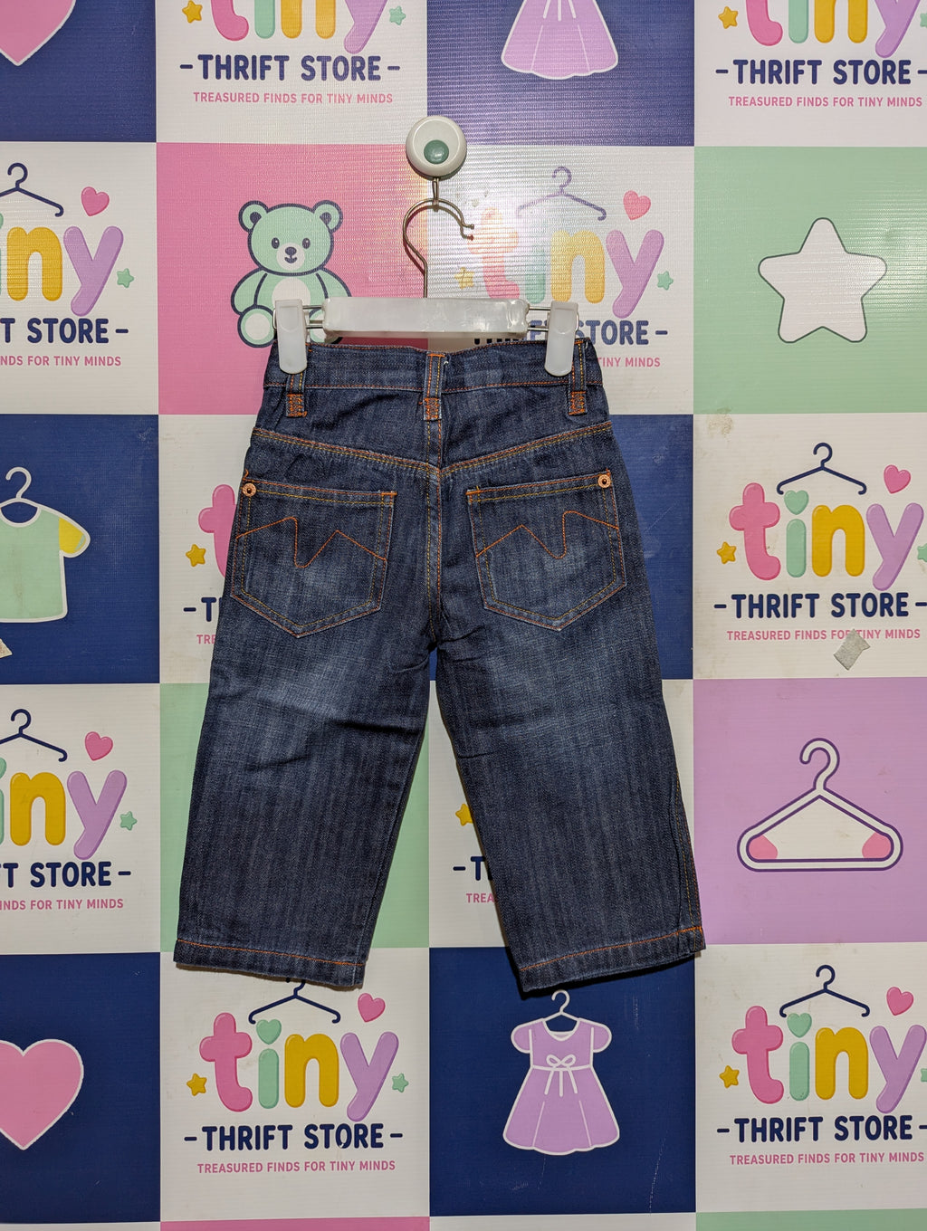 Mothercare Boys Dark Wash Denim Adjustable Waist Casual Jeans - Size Estimated Age 1-1.5 Years AB2