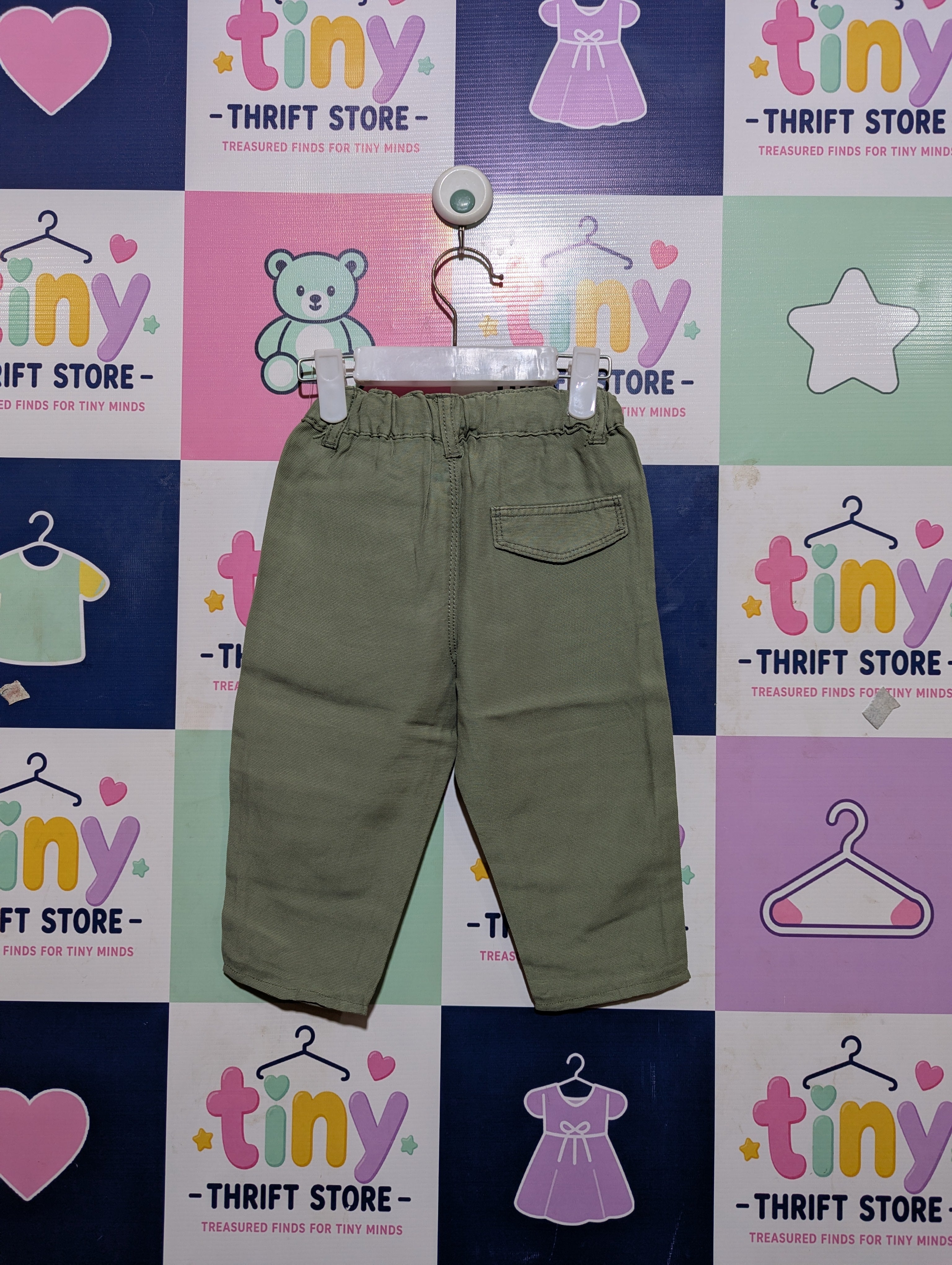 Name It Boys Olive Green Drawstring Casual Pants - Size Estimated Age 1.5-2 Years AB2