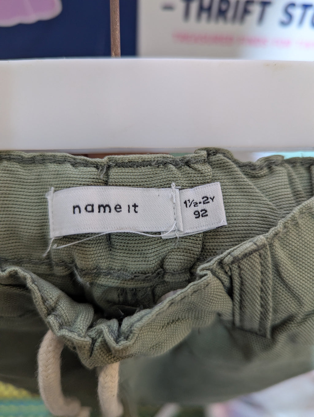 Name It Boys Olive Green Drawstring Casual Pants - Size Estimated Age 1.5-2 Years AB2