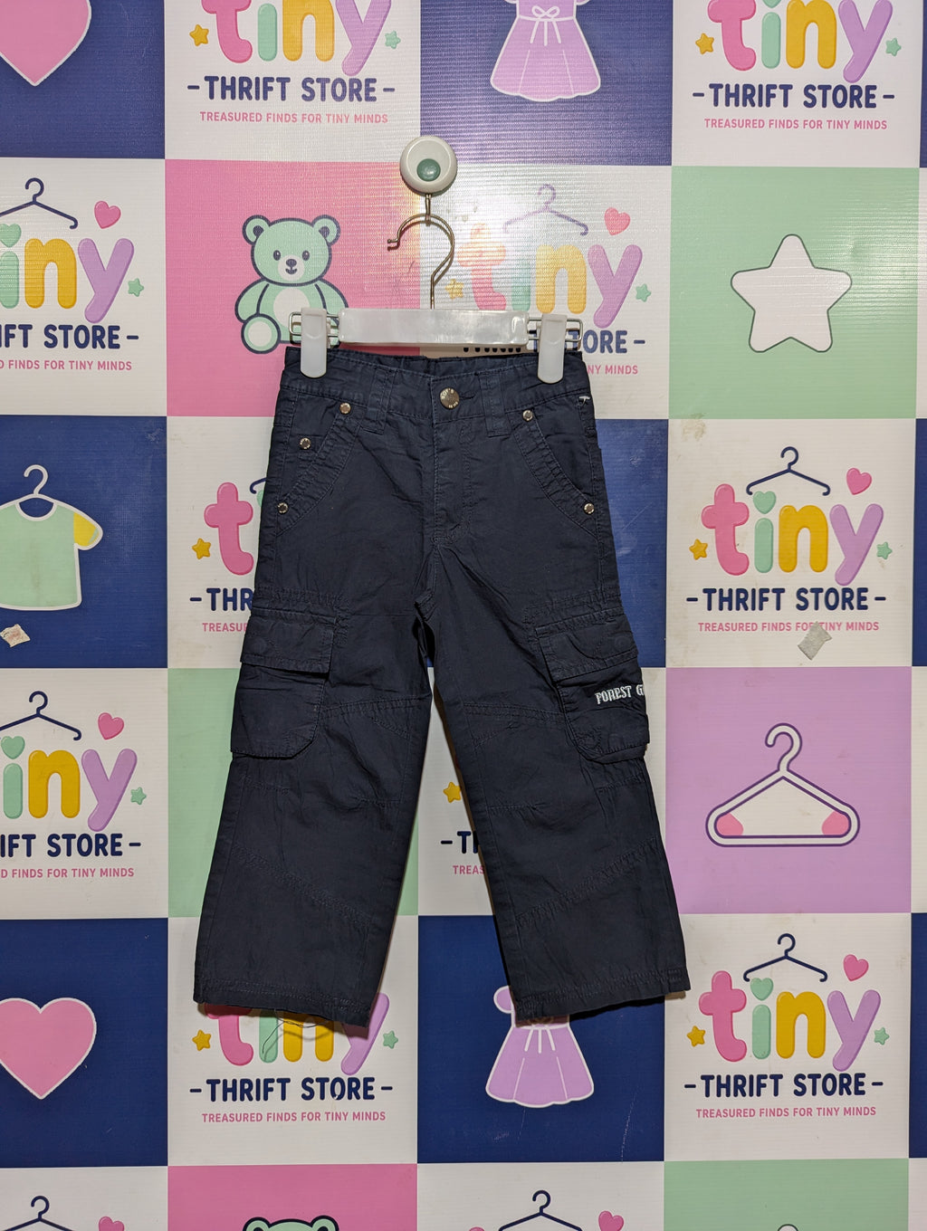 Papagino Boys Dark Navy Cargo Pants - Size Estimated Age 1.5-2 Years AB2