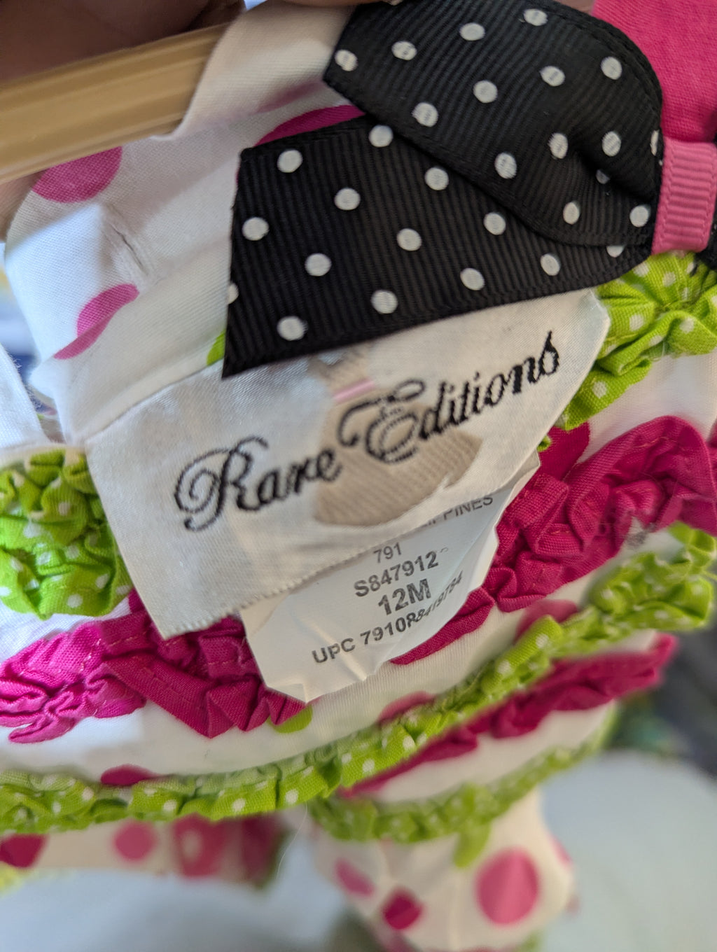 Rare Editions Girls White & Multicolor Ladybug Print Dress - Size Estimated Age 12M AB2