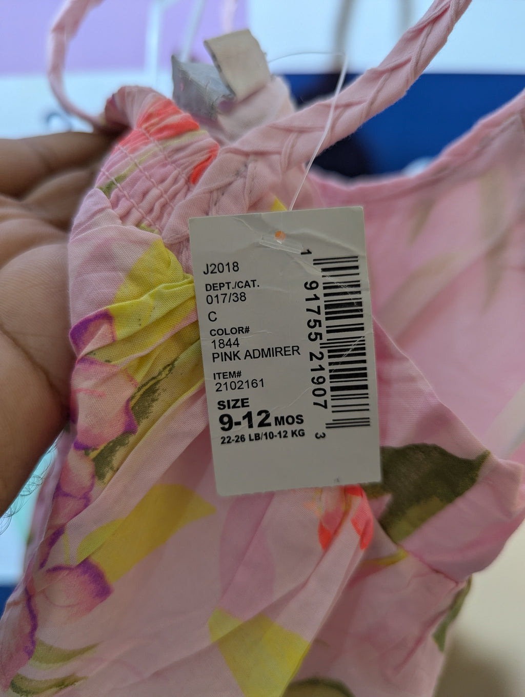 Cat & Jack Girls Pink "Pink Admirer" Floral Tropical Sundress - Size Estimated Age 9-12 Months AB2