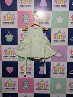 Bonnie Baby Girls Mint Green "Eyelet Floral" Strappy Dress - Size Estimated Age 12 Months AB2