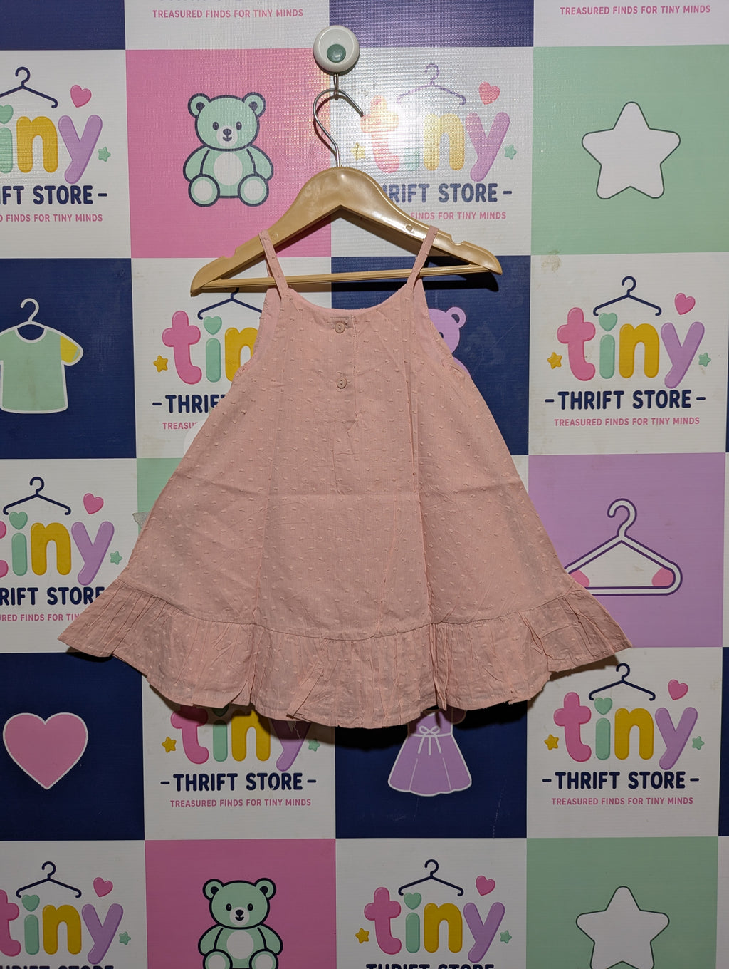 Kensie Baby Girls Soft Pink "Lace Bow Accent" Ruffle Hem Dress - Size Estimated Age 18 Months AB2