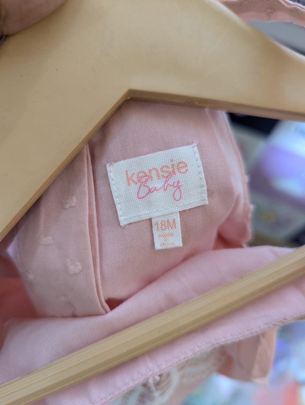 Kensie Baby Girls Soft Pink "Lace Bow Accent" Ruffle Hem Dress - Size Estimated Age 18 Months AB2