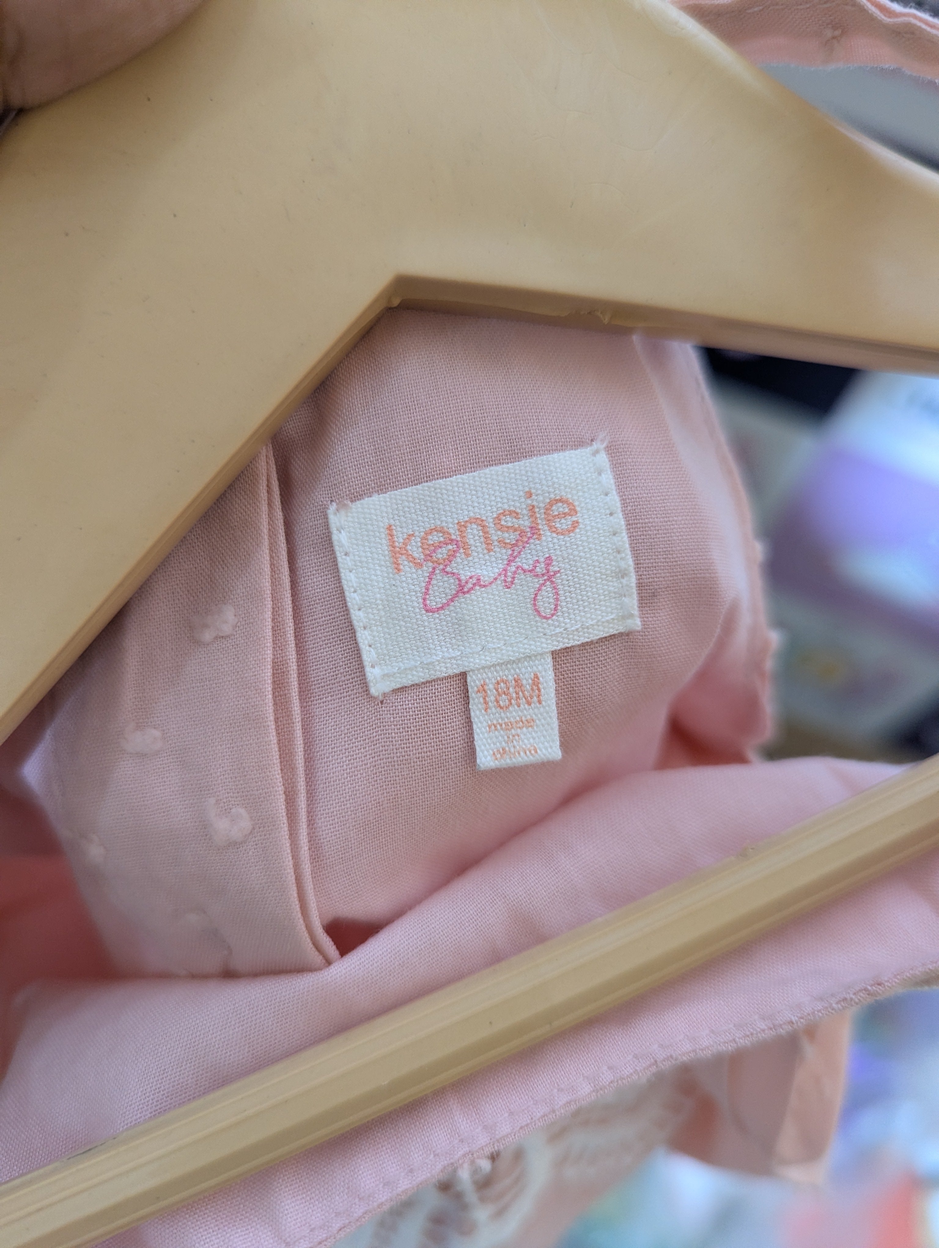 Kensie Baby Girls Soft Pink "Lace Bow Accent" Ruffle Hem Dress - Size Estimated Age 18 Months AB2