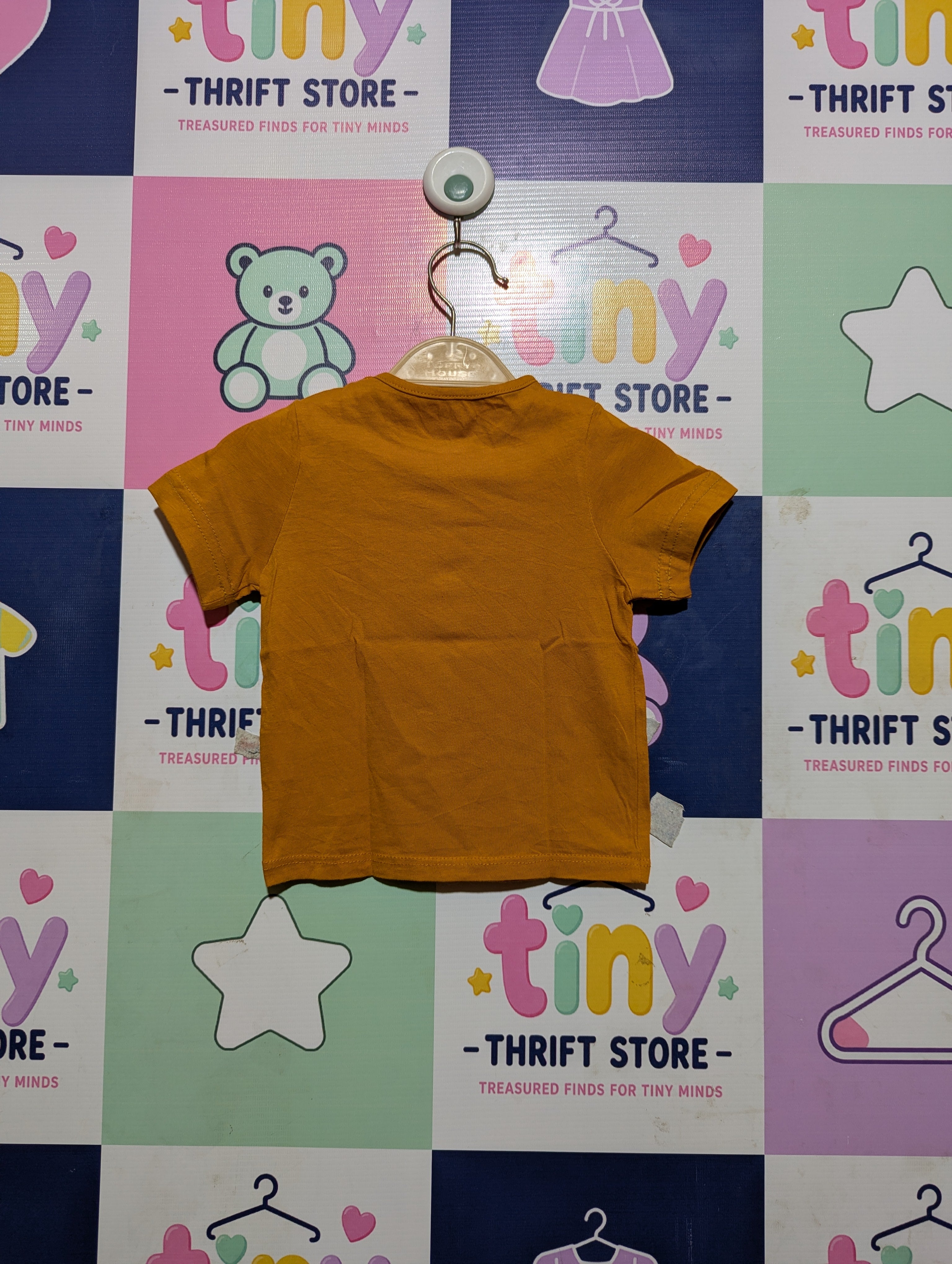 Kiabi Baby Girls Mustard Yellow "Amour" Graphic Organic Cotton Tee - Size Estimated Age 12 Months AB2