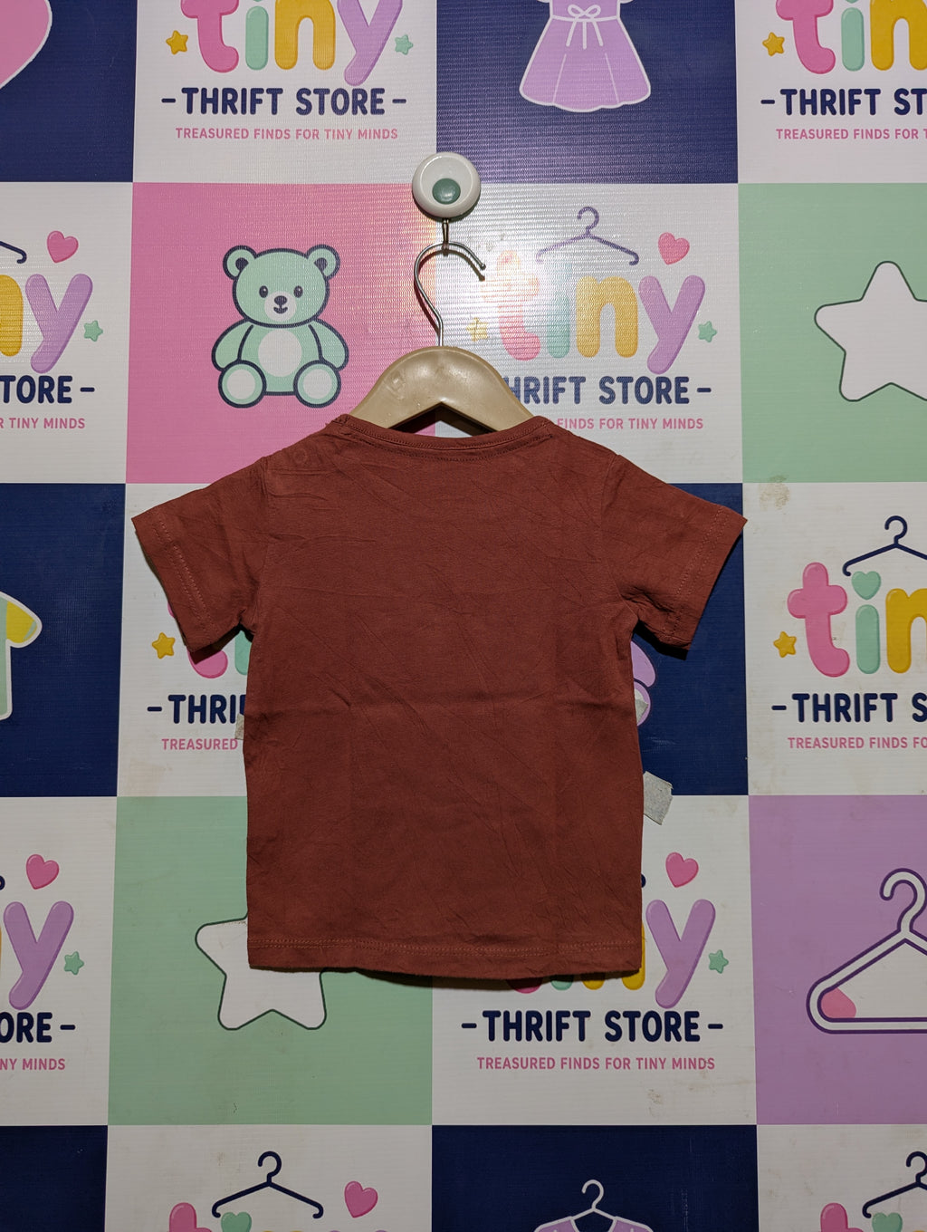 Mots d'enfants Unisex Terracotta "Cute Moose" Graphic Short Sleeve Tee - Size Estimated Age 12 Months AB2
