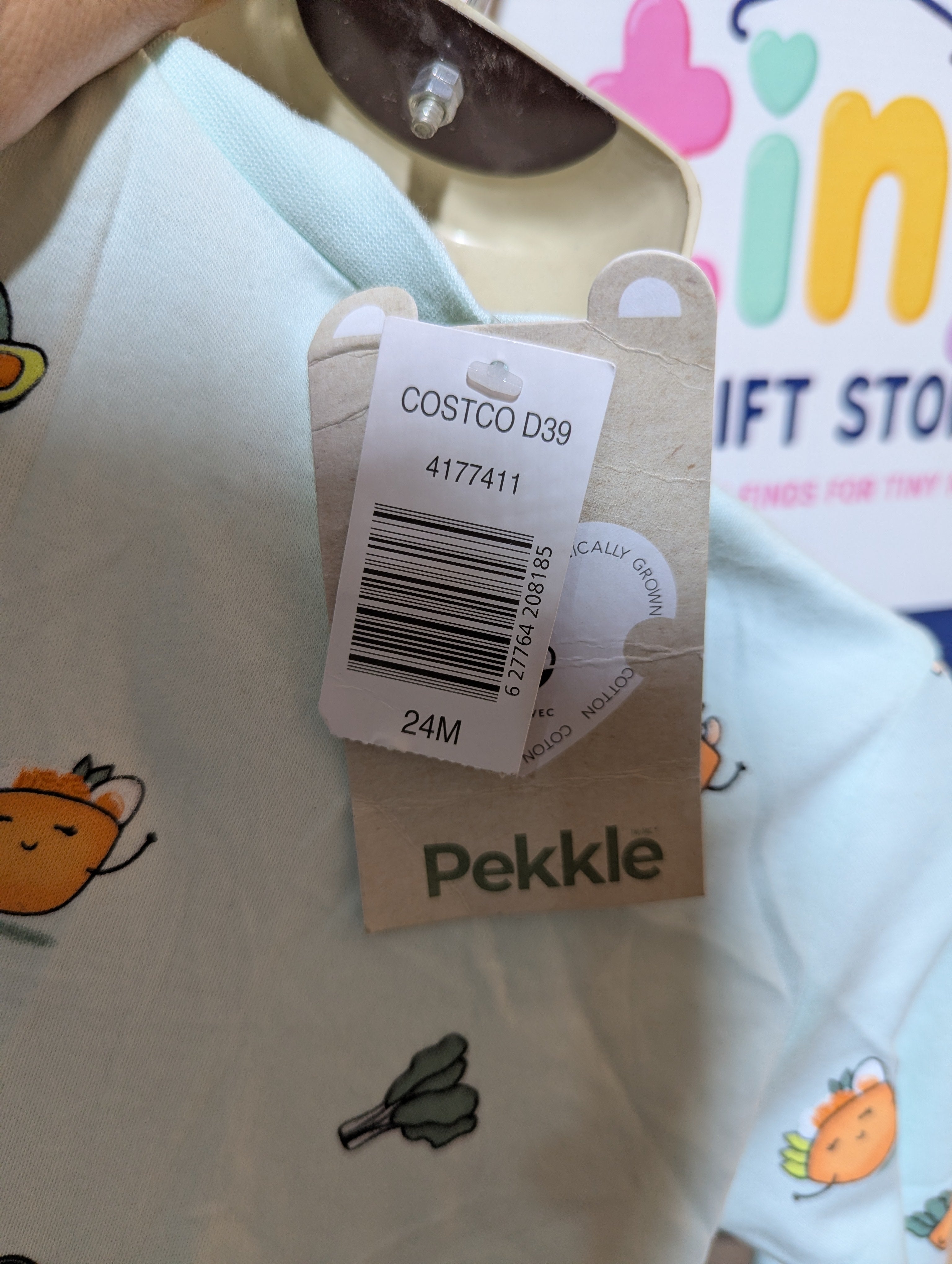 Pekkle Boys/Girls Unisex Mint Green "Cute Vegetables" Footed Sleeper - Size Estimated Age 24 Months AB2