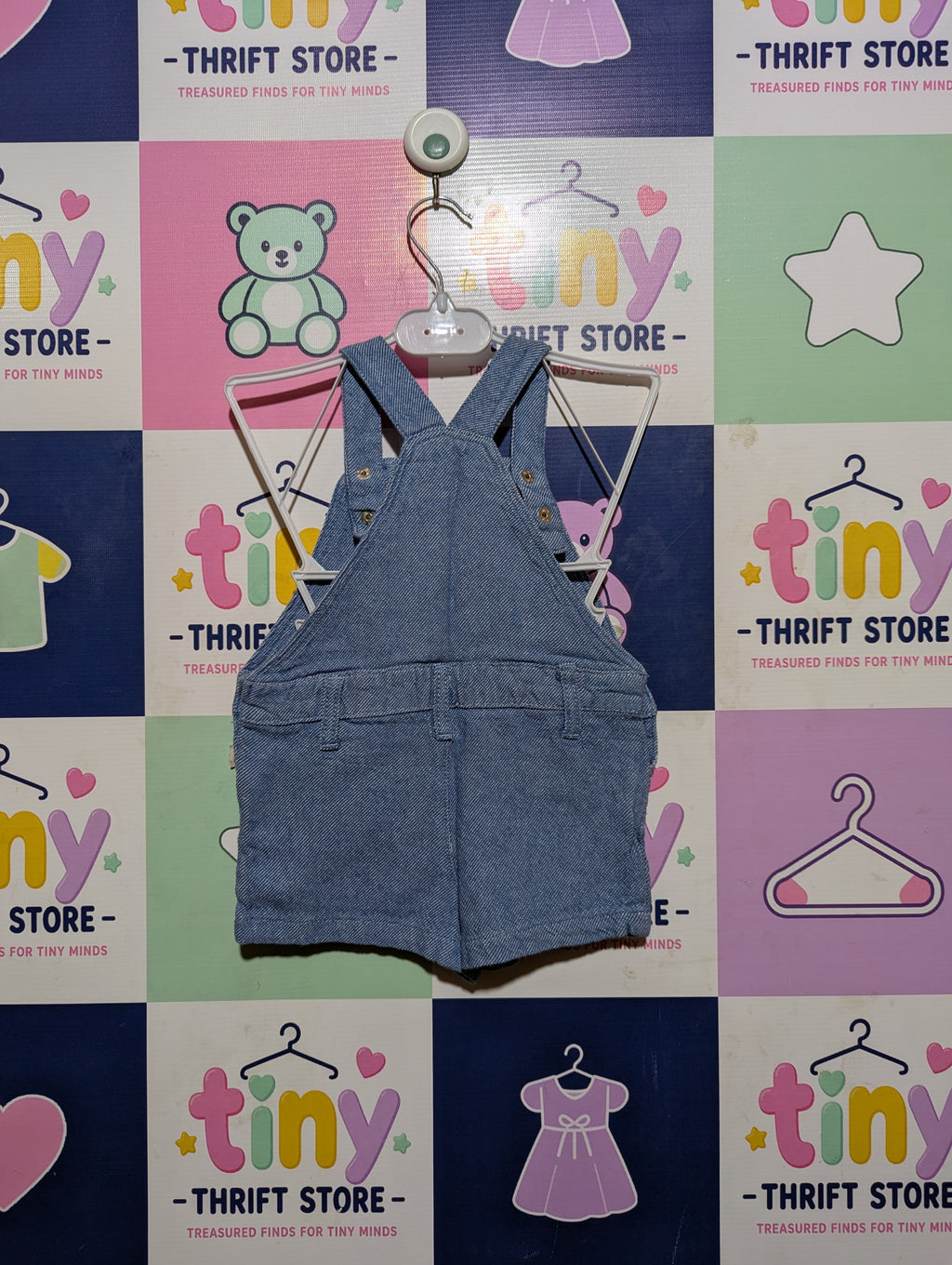Kids Headquarters Girls Blue Denim Overalls Shorts - Size Estimated Age 2T AB2