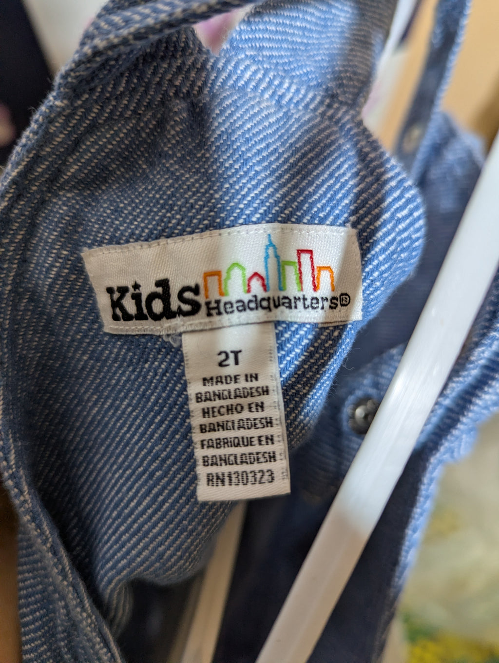 Kids Headquarters Girls Blue Denim Overalls Shorts - Size Estimated Age 2T AB2