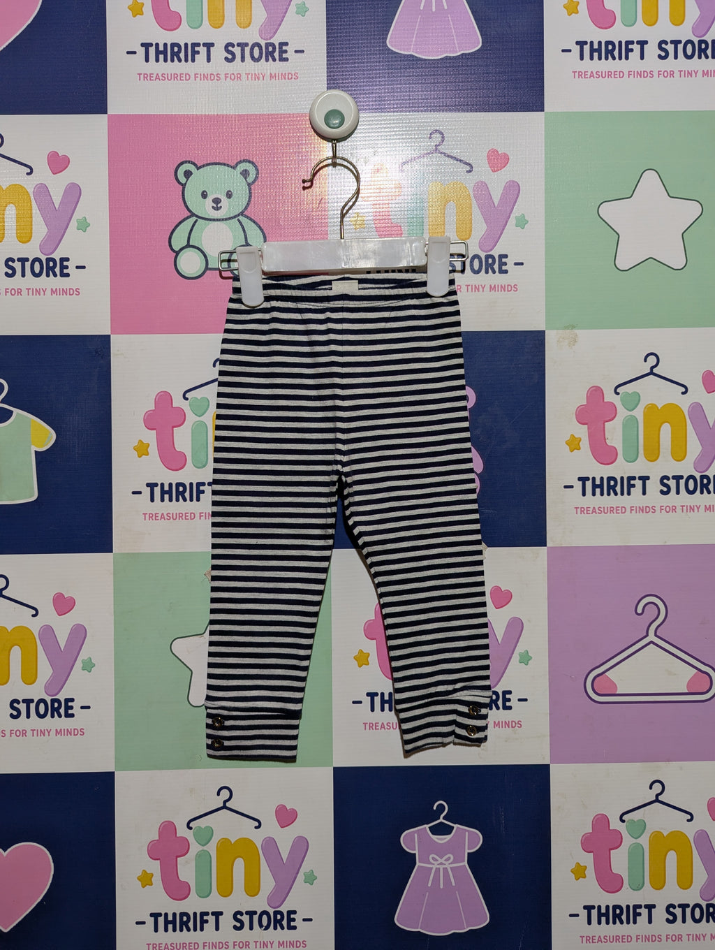 Mayoral Girl Navy & White Striped Leggings - Size Estimated Age 12-18 Months AB2