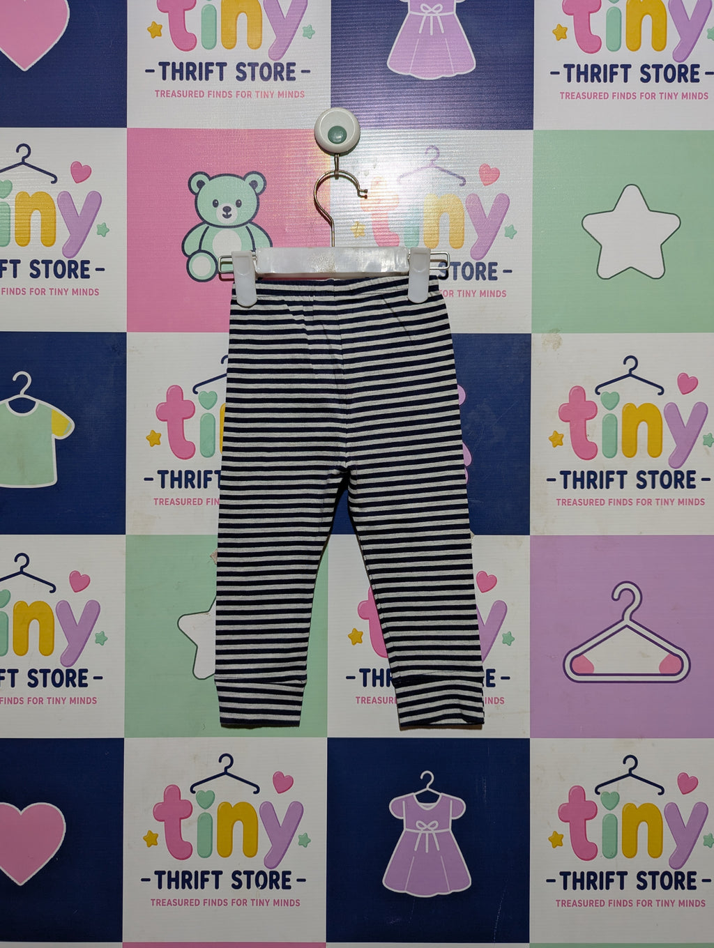Mayoral Girl Navy & White Striped Leggings - Size Estimated Age 12-18 Months AB2