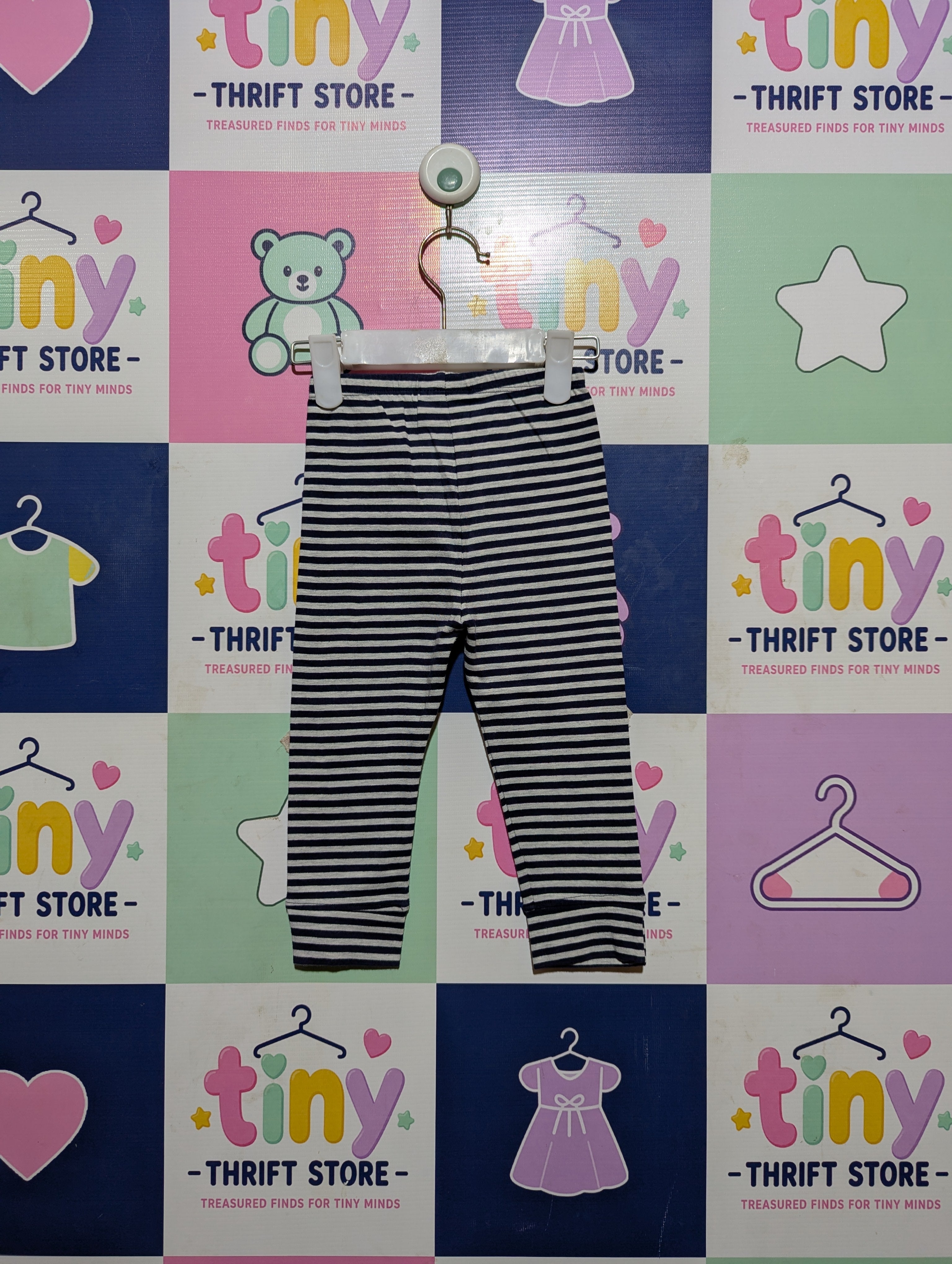 Mayoral Girl Navy & White Striped Leggings - Size Estimated Age 12-18 Months AB2