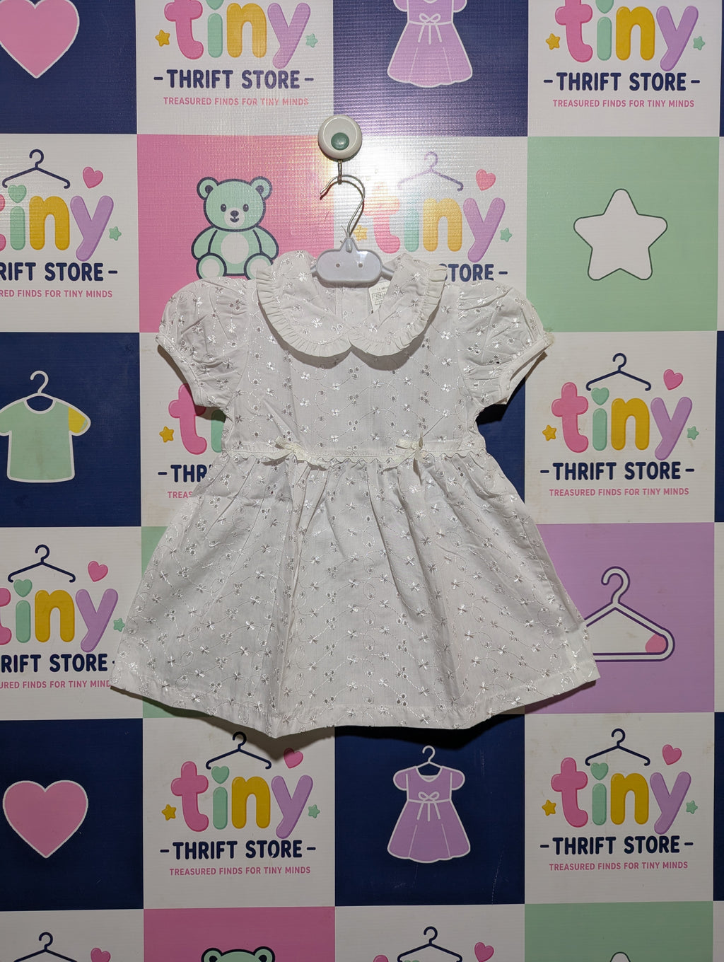 Mayoral Girls White Embroidered Broderie Anglaise Dress - Size Estimated Age 12 Months AB2