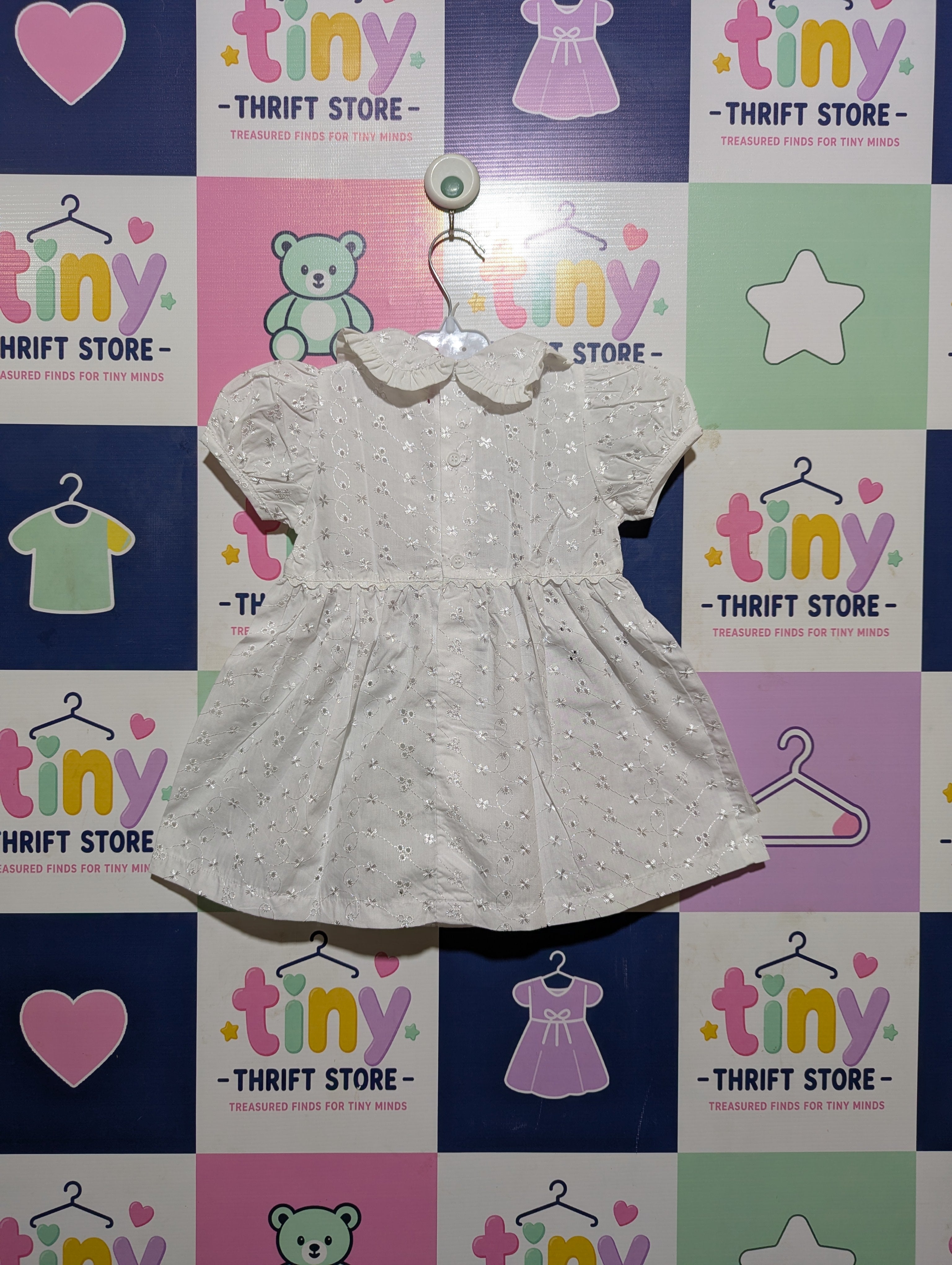Mayoral Girls White Embroidered Broderie Anglaise Dress - Size Estimated Age 12 Months AB2