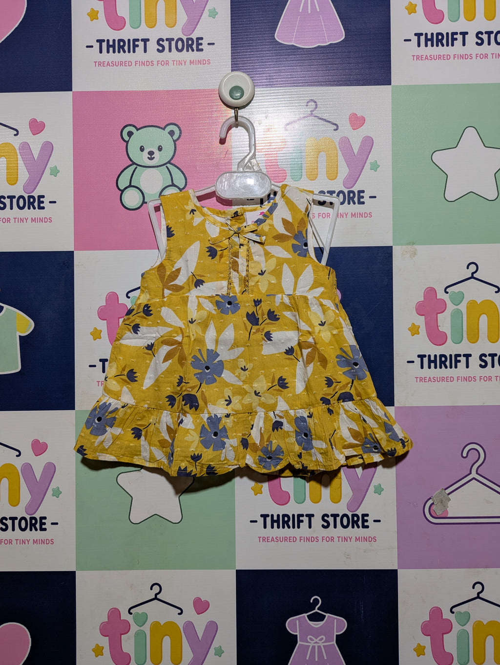 Tommy Bahama Girls Yellow Floral Print Sleeveless Dress - Size Estimated Age 18 Months AB2
