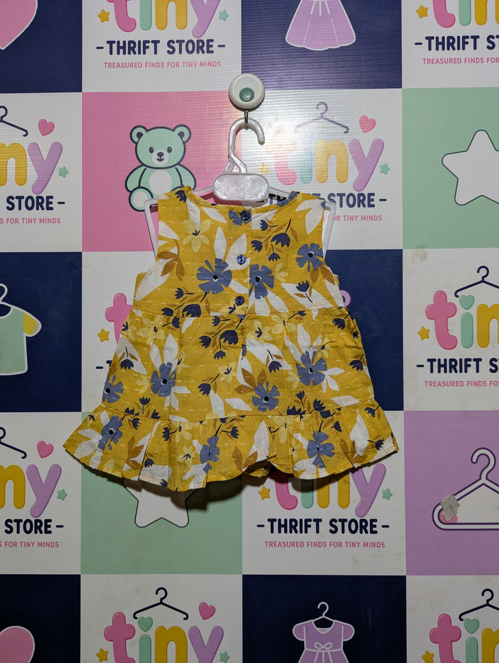 Tommy Bahama Girls Yellow Floral Print Sleeveless Dress - Size Estimated Age 18 Months AB2