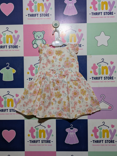 Carters Girls Off-White & Pink Floral Sleeveless Dress - Size Estimated Age 2 Years AB2