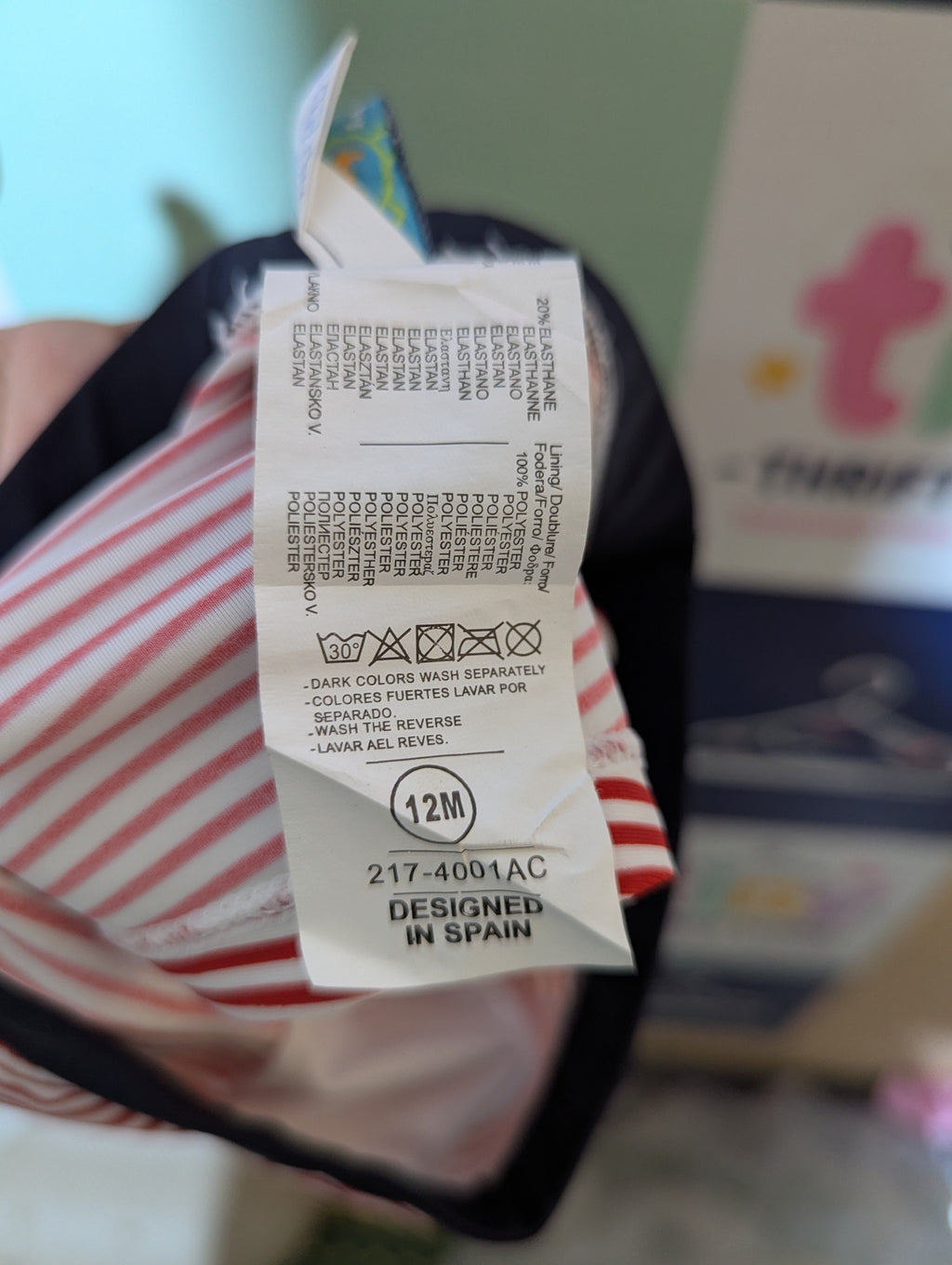 Mayoral Baby Boys Red & White Striped Swim Trunks - Size Estimated Age 12 Months AB2