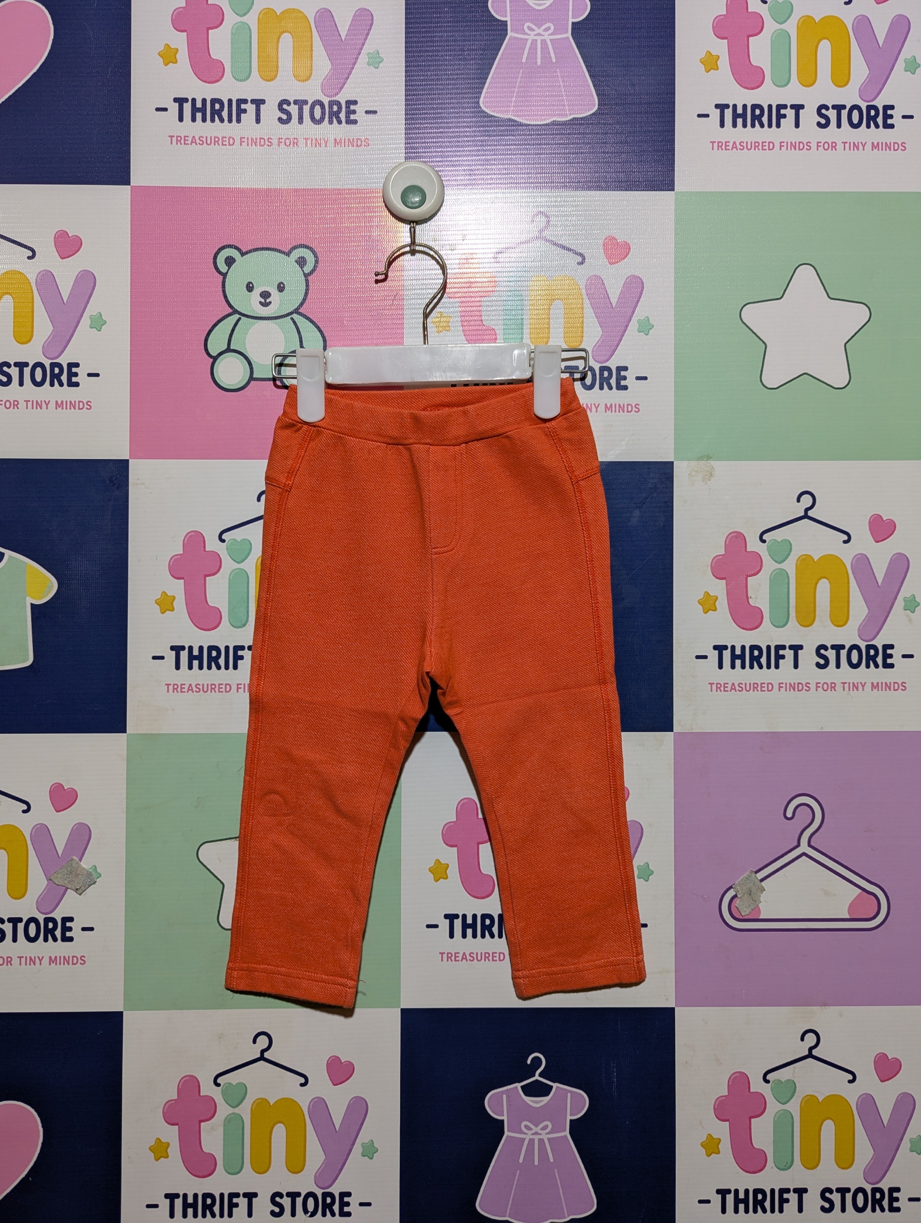 Agabang Girls Bright Orange Stretch Leggings - Size Estimated Age 12 to 18 Months AB2