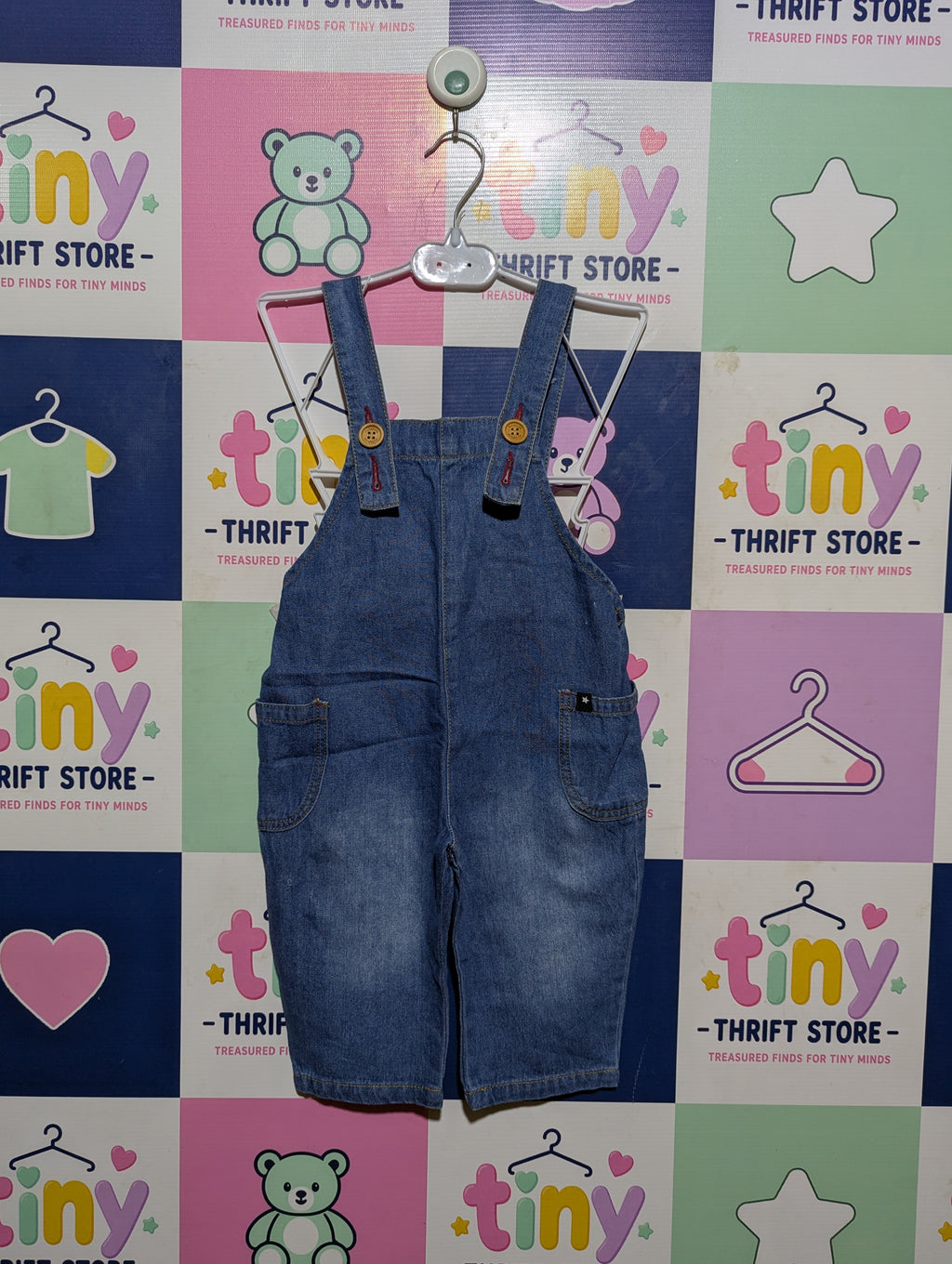 Futafuta Girls Blue Denim Overalls - Size Estimated Age 12 Months AB2