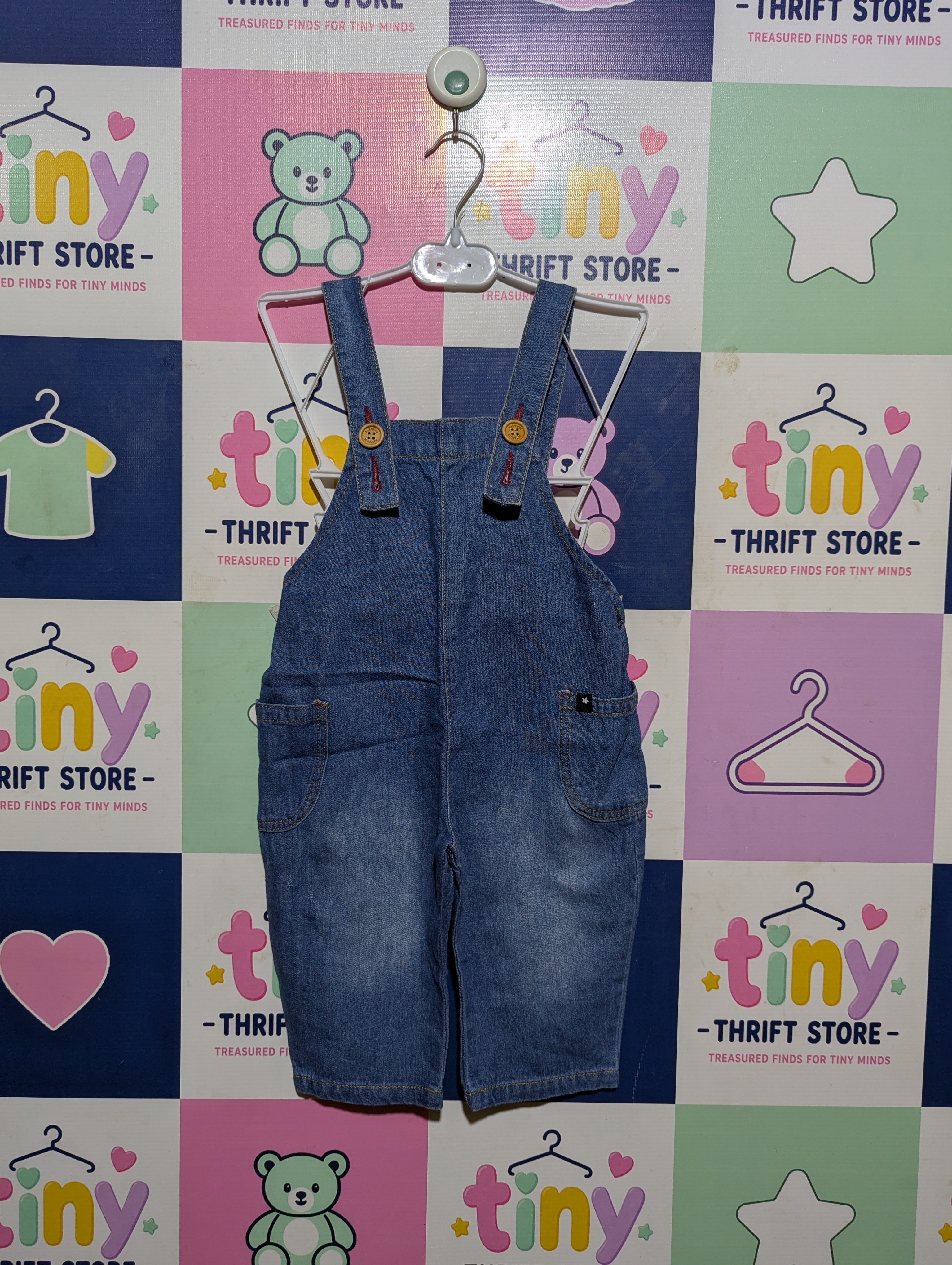Futafuta Girls Blue Denim Overalls - Size Estimated Age 12 Months AB2
