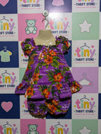 Koko Keiki Hawaii Girls Purple Tropical Hibiscus Ruffle Top and Bloomers Set - Size Estimated Age 18 Months AB2