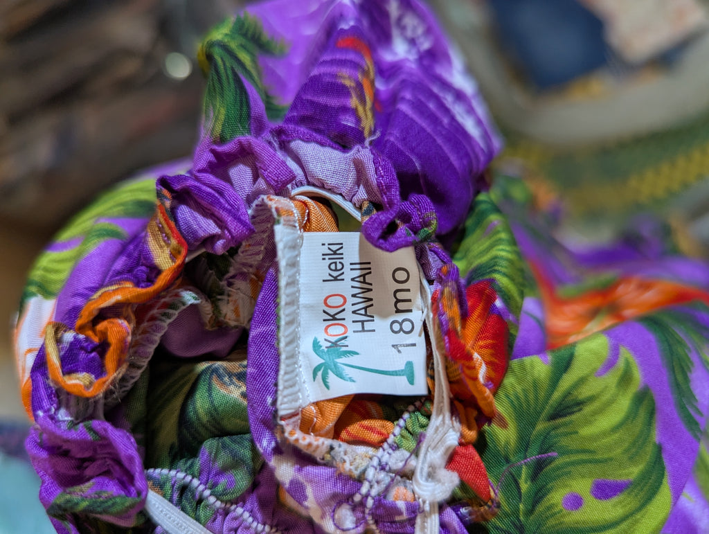 Koko Keiki Hawaii Girls Purple Tropical Hibiscus Ruffle Top and Bloomers Set - Size Estimated Age 18 Months AB2