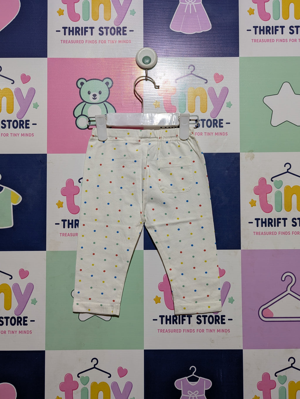 Elfindoll Classic Girls White Multi-Color Polka Dot Leggings - Size Estimated Age 2 to 3 Years AB2