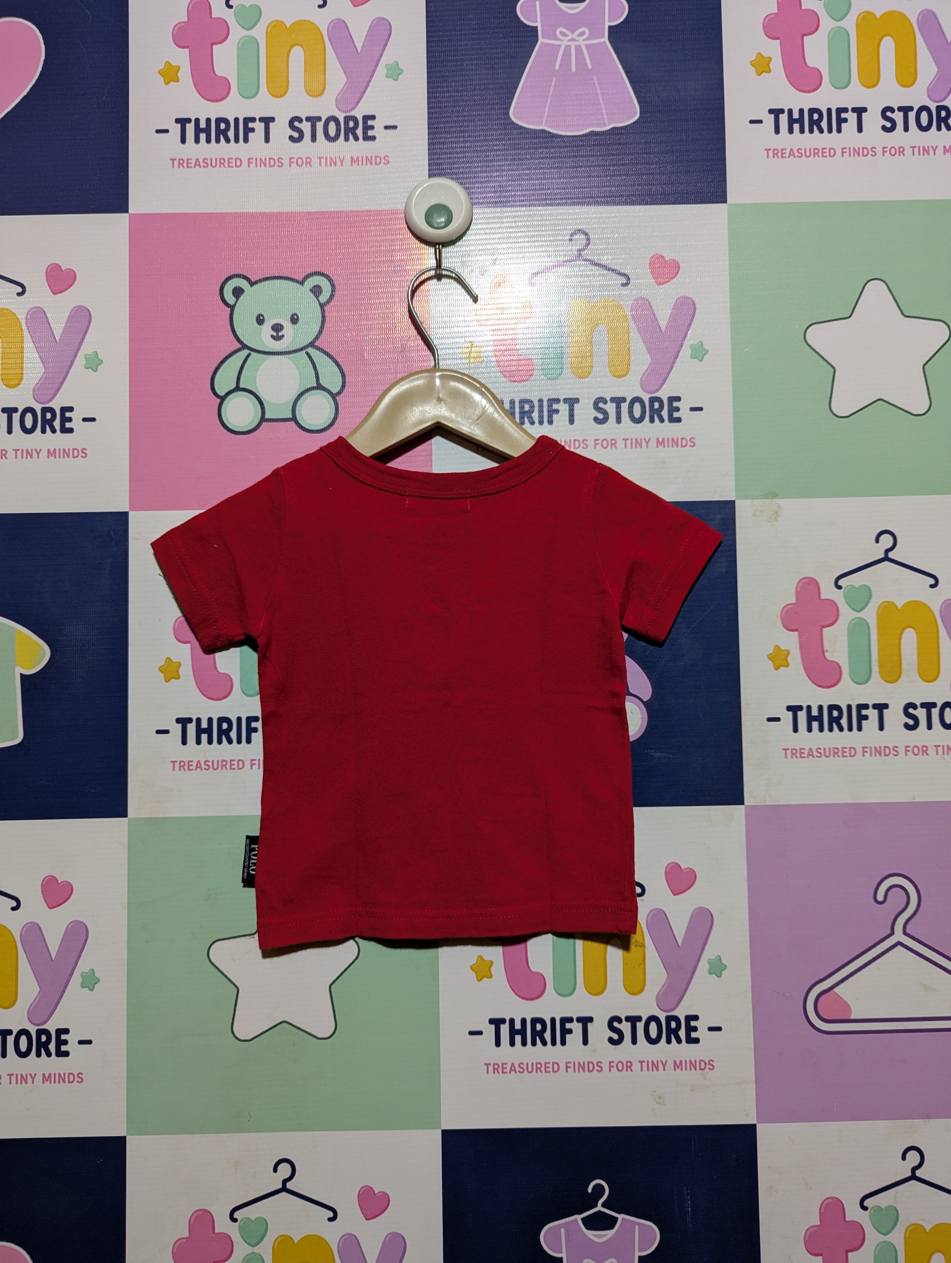 Polo Baby Boys Vibrant Red Solid Short Sleeve Tee - Size Estimated Age 6 to 9 Months AB2