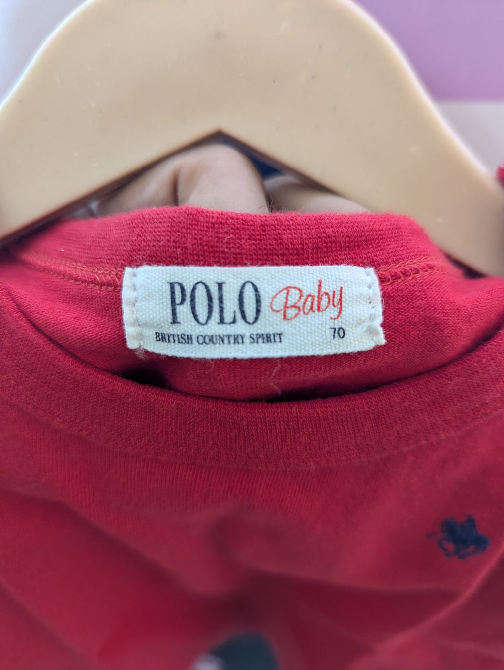 Polo Baby Boys Vibrant Red Solid Short Sleeve Tee - Size Estimated Age 6 to 9 Months AB2
