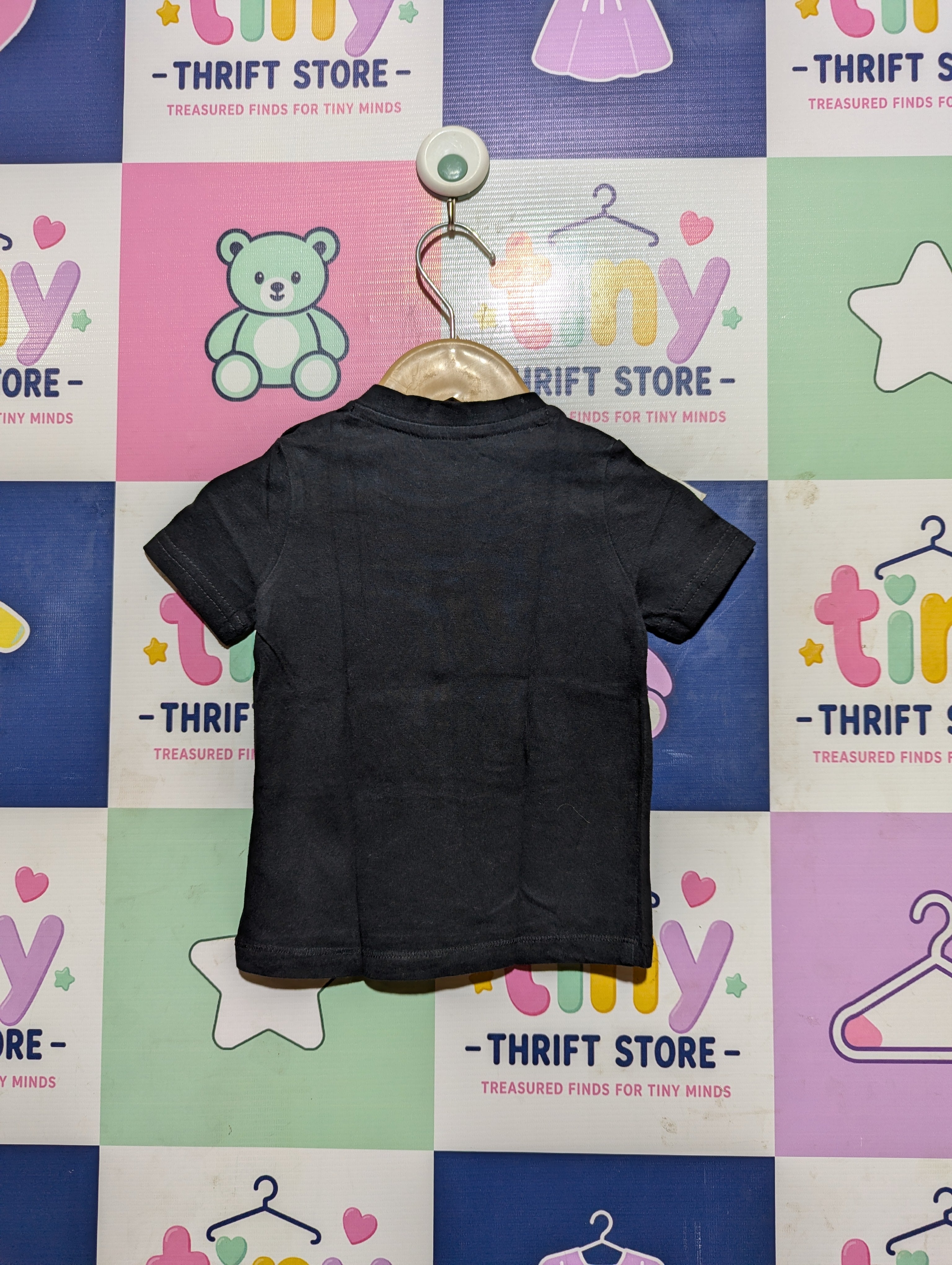 Tom and Jerry Boys Charcoal Black "Tom & Jerry" Graphic Tee - Size Estimated Age 6 to 9 Months AB2