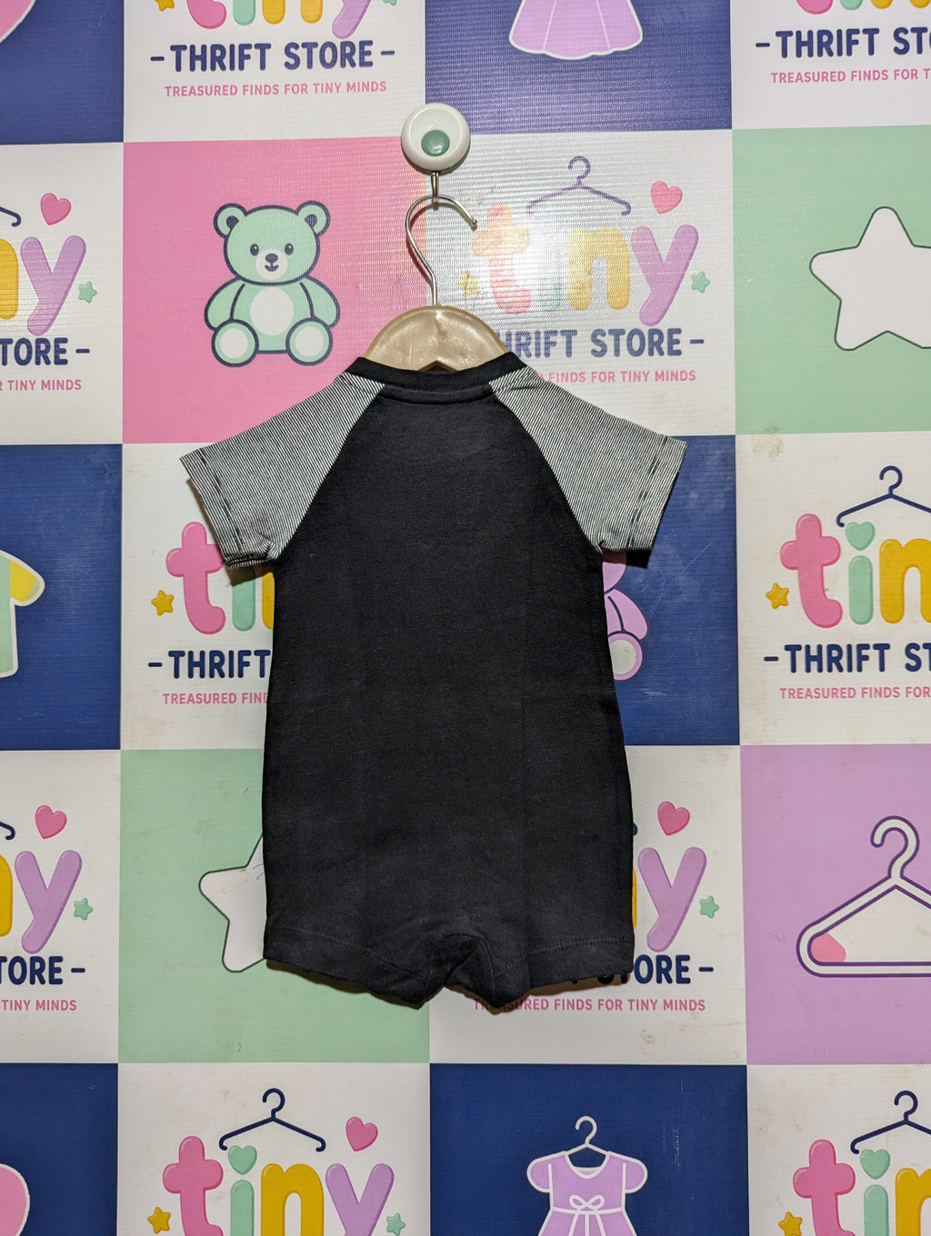 Primark Baby Boys Black "Cool Like Dad" Short Sleeve Romper - Size Estimated Age 3 to 6 Months AB2
