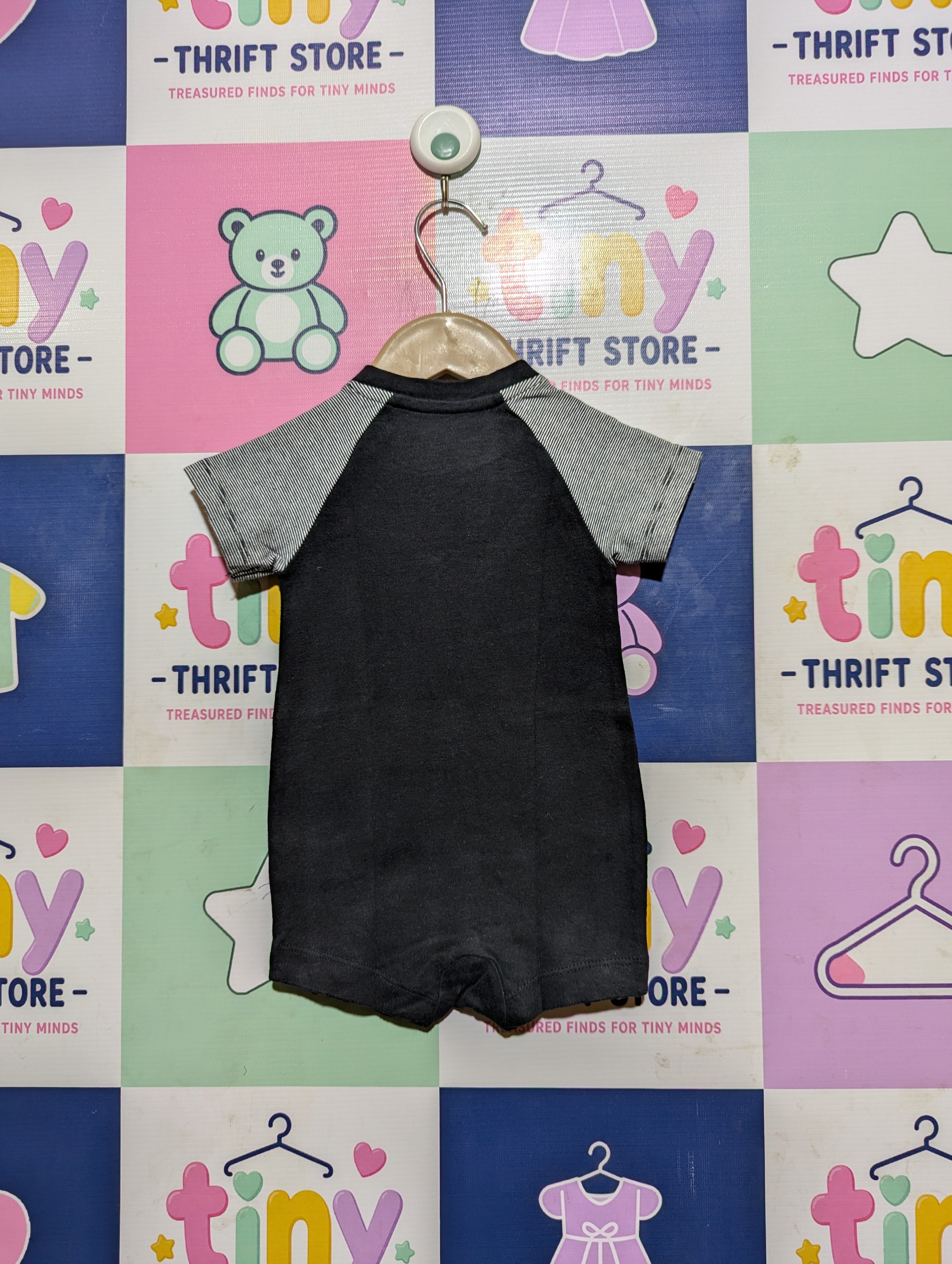Primark Baby Boys Black "Cool Like Dad" Short Sleeve Romper - Size Estimated Age 3 to 6 Months AB2