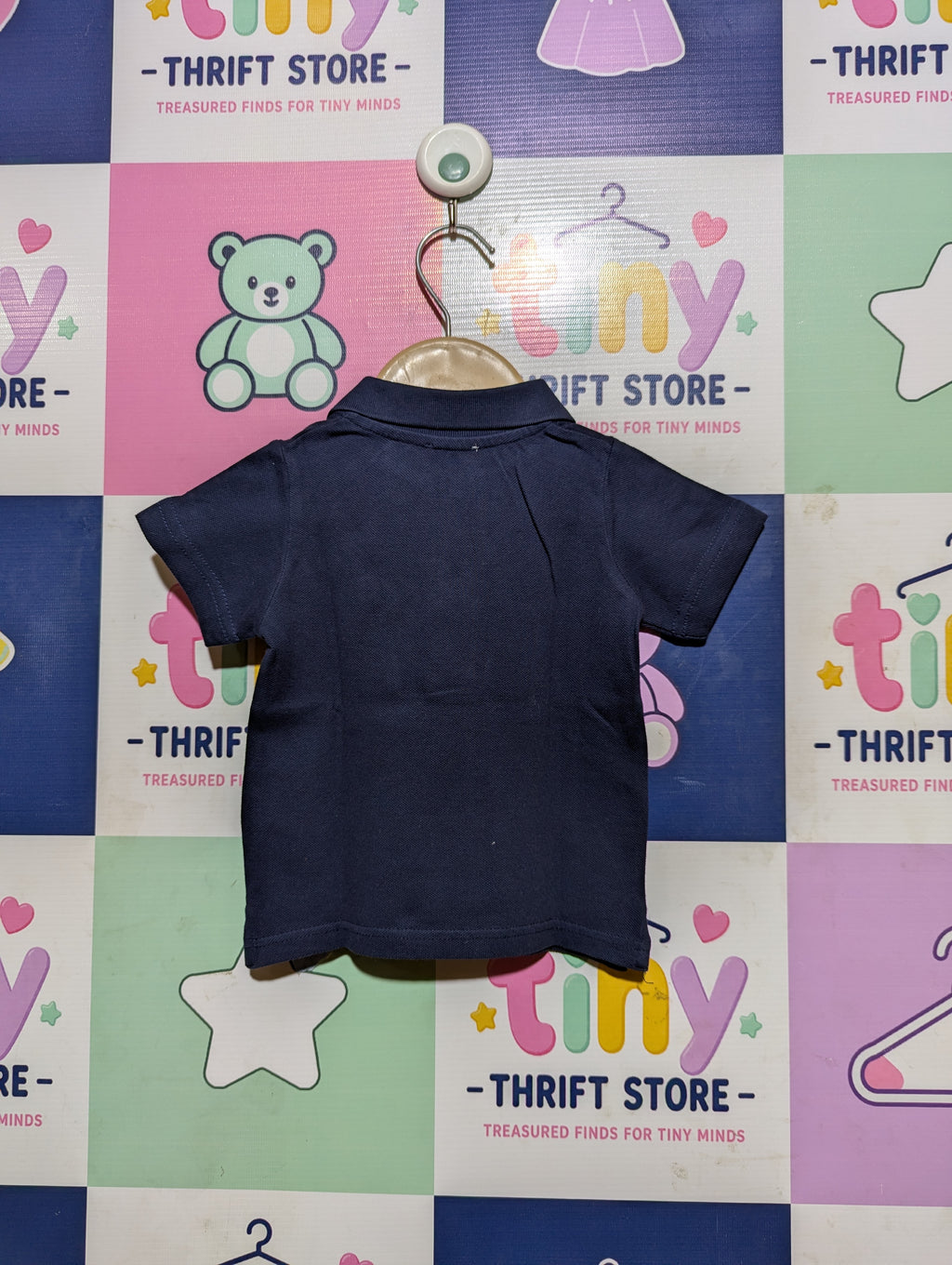 Benetton Boys Navy Blue Classic Polo Shirt - Size Estimated Age 6 to 9 Months AB2