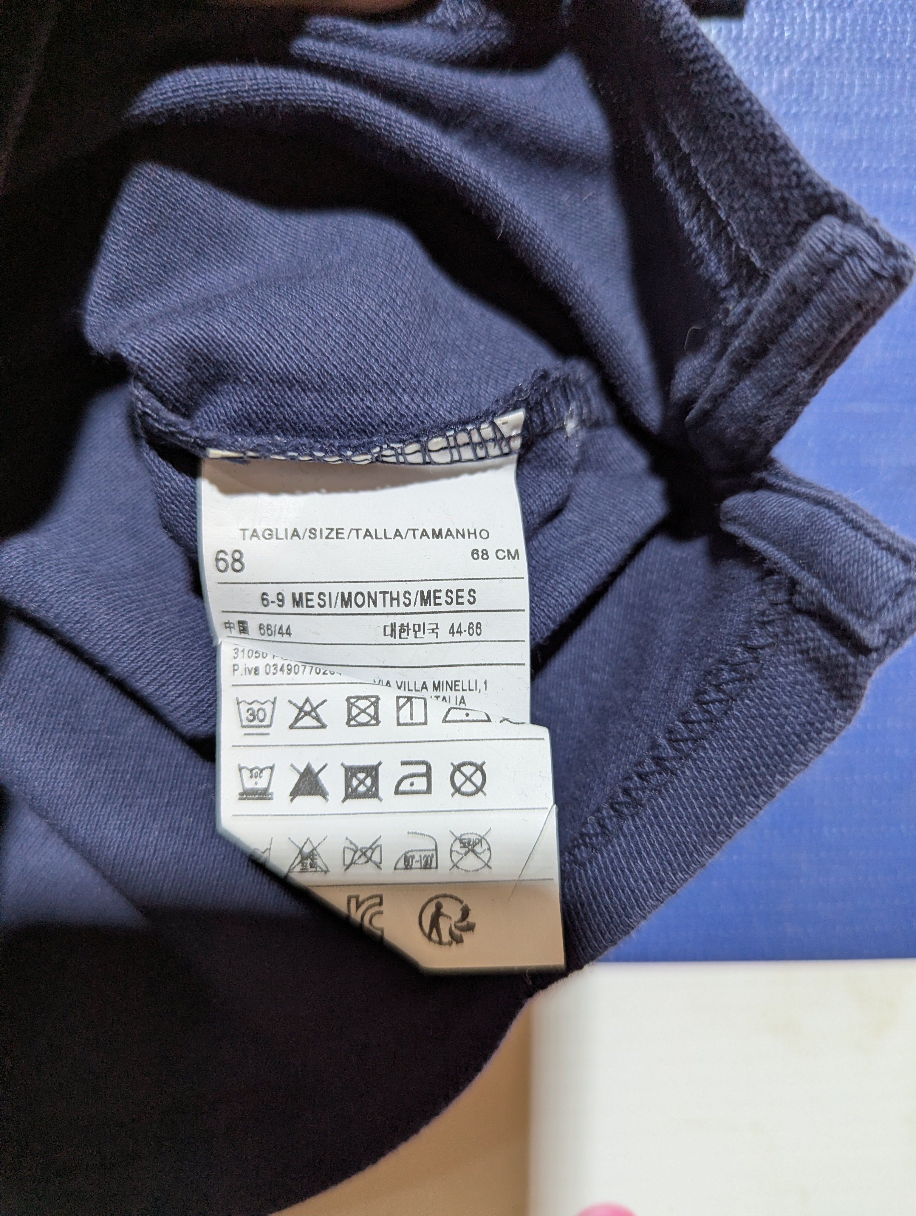 Benetton Boys Navy Blue Classic Polo Shirt - Size Estimated Age 6 to 9 Months AB2