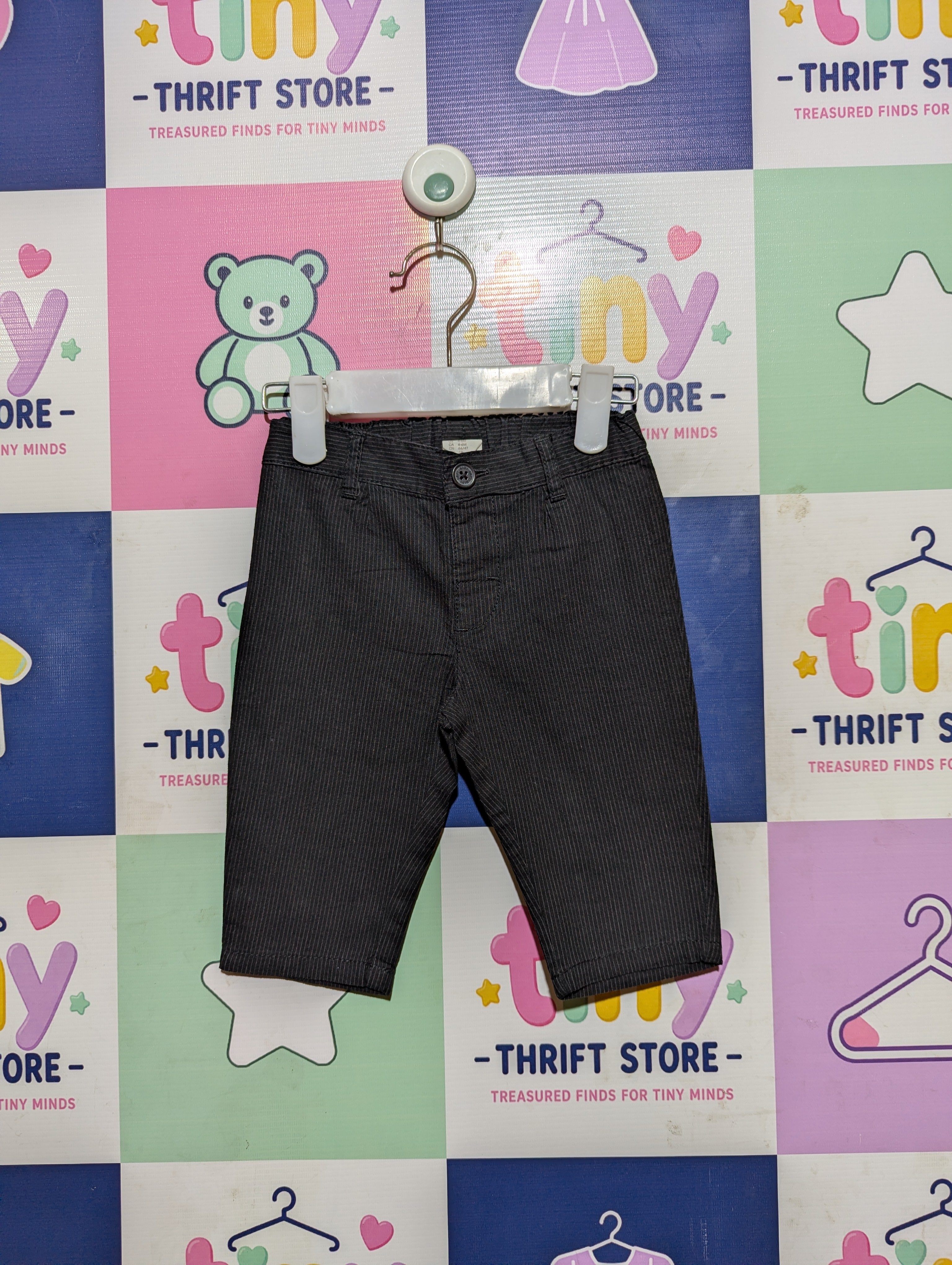 H&M Baby Boys Charcoal Pinstripe Casual Trousers - Size Estimated Age 4 to 6 Months AB2