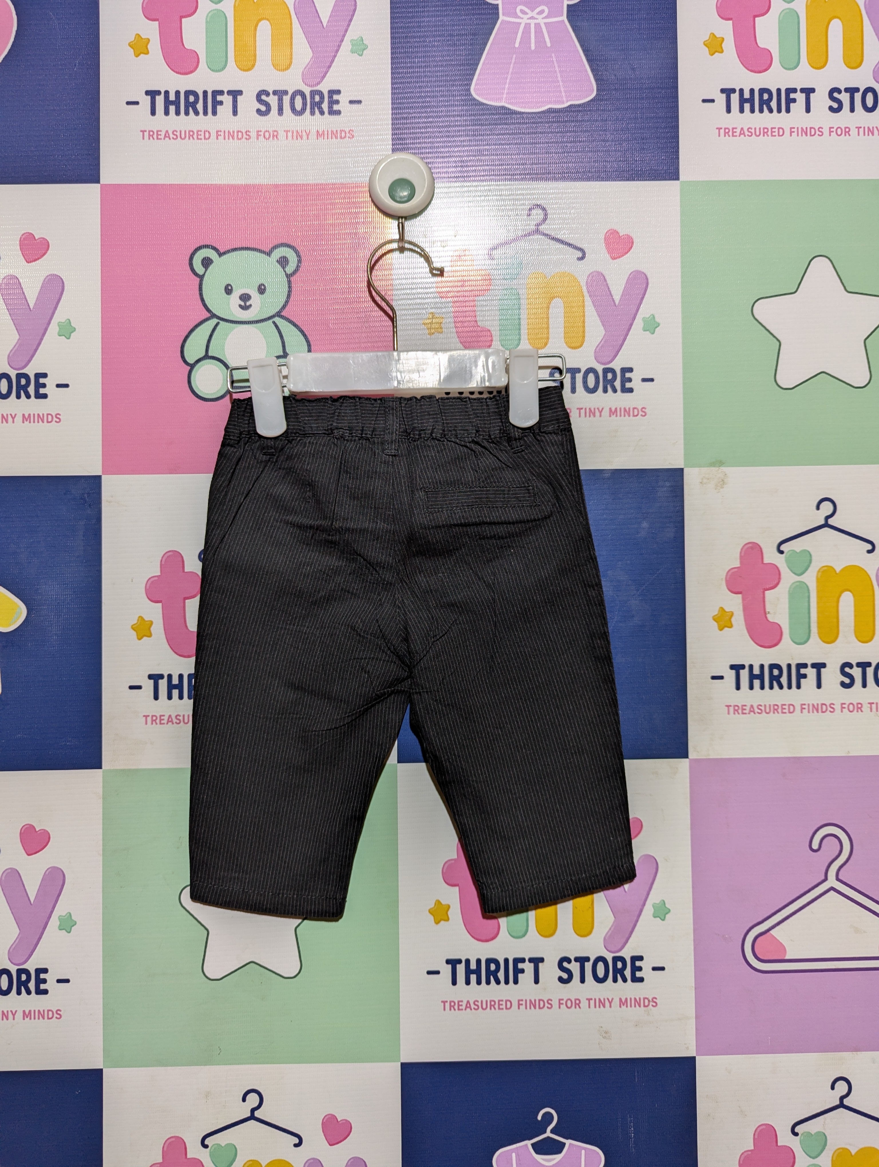 H&M Baby Boys Charcoal Pinstripe Casual Trousers - Size Estimated Age 4 to 6 Months AB2