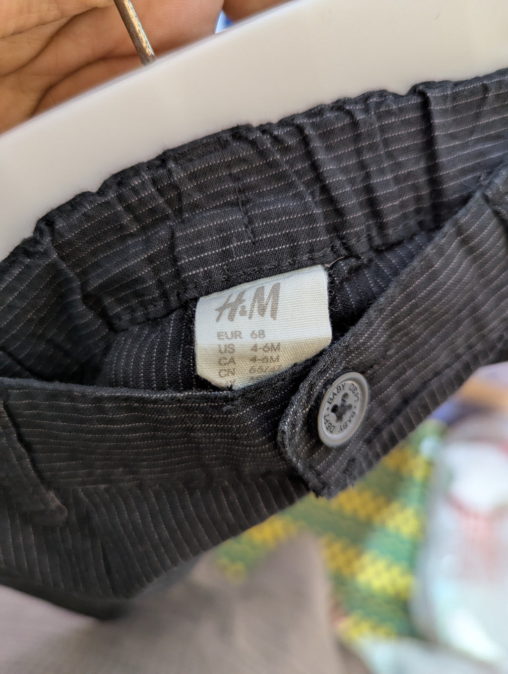 H&M Baby Boys Charcoal Pinstripe Casual Trousers - Size Estimated Age 4 to 6 Months AB2