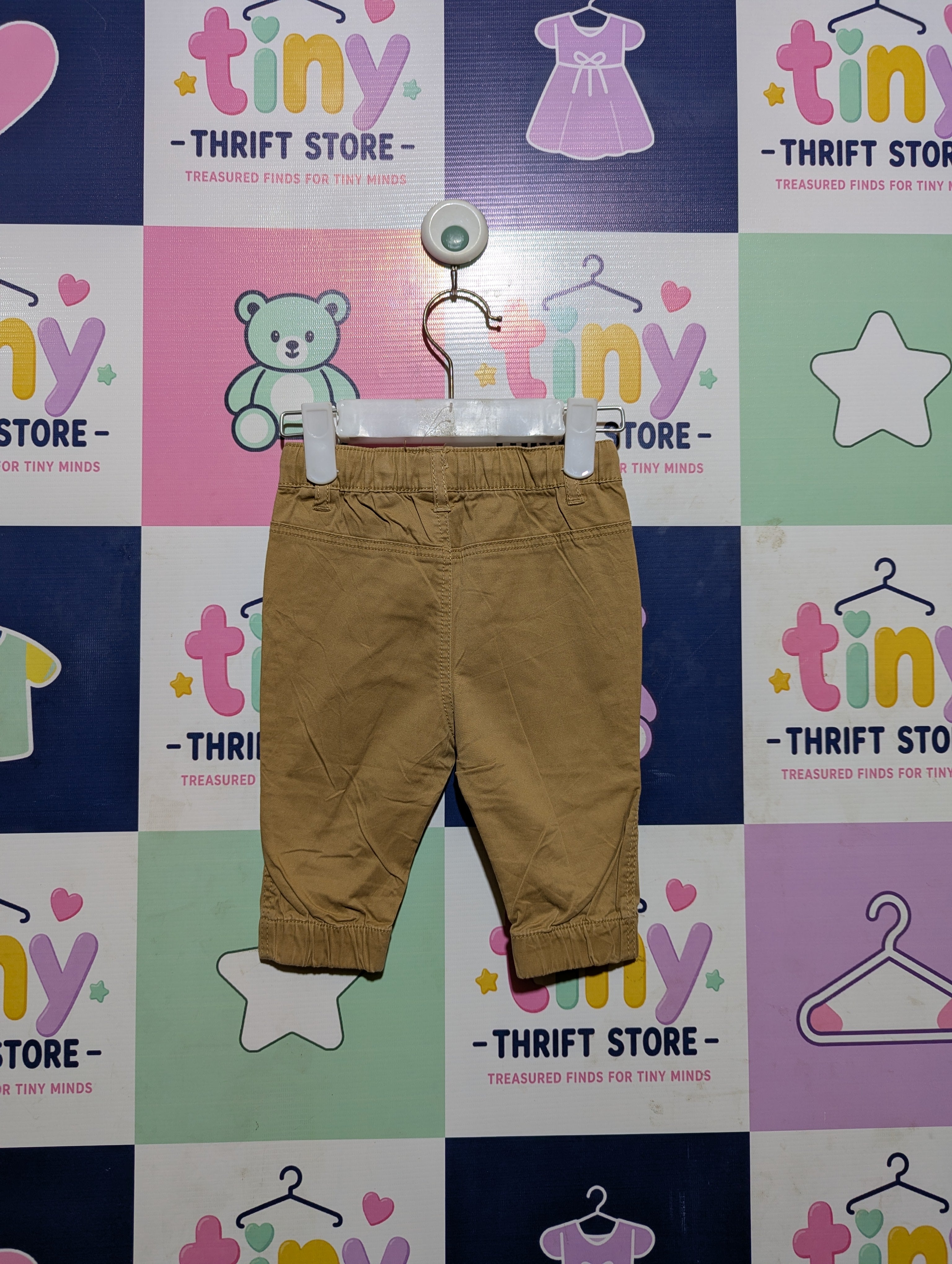 H&M Baby Boys Khaki Casual Jogger Trousers - Size Estimated Age 4 to 6 Months AB2