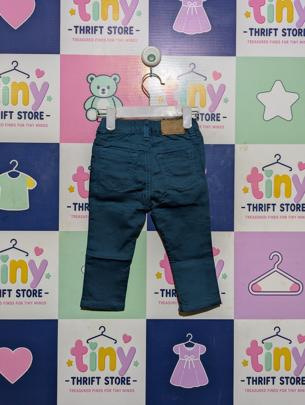 H&M Baby Boys Teal Green Casual Trousers - Size Estimated Age 6 to 9 Months AB2