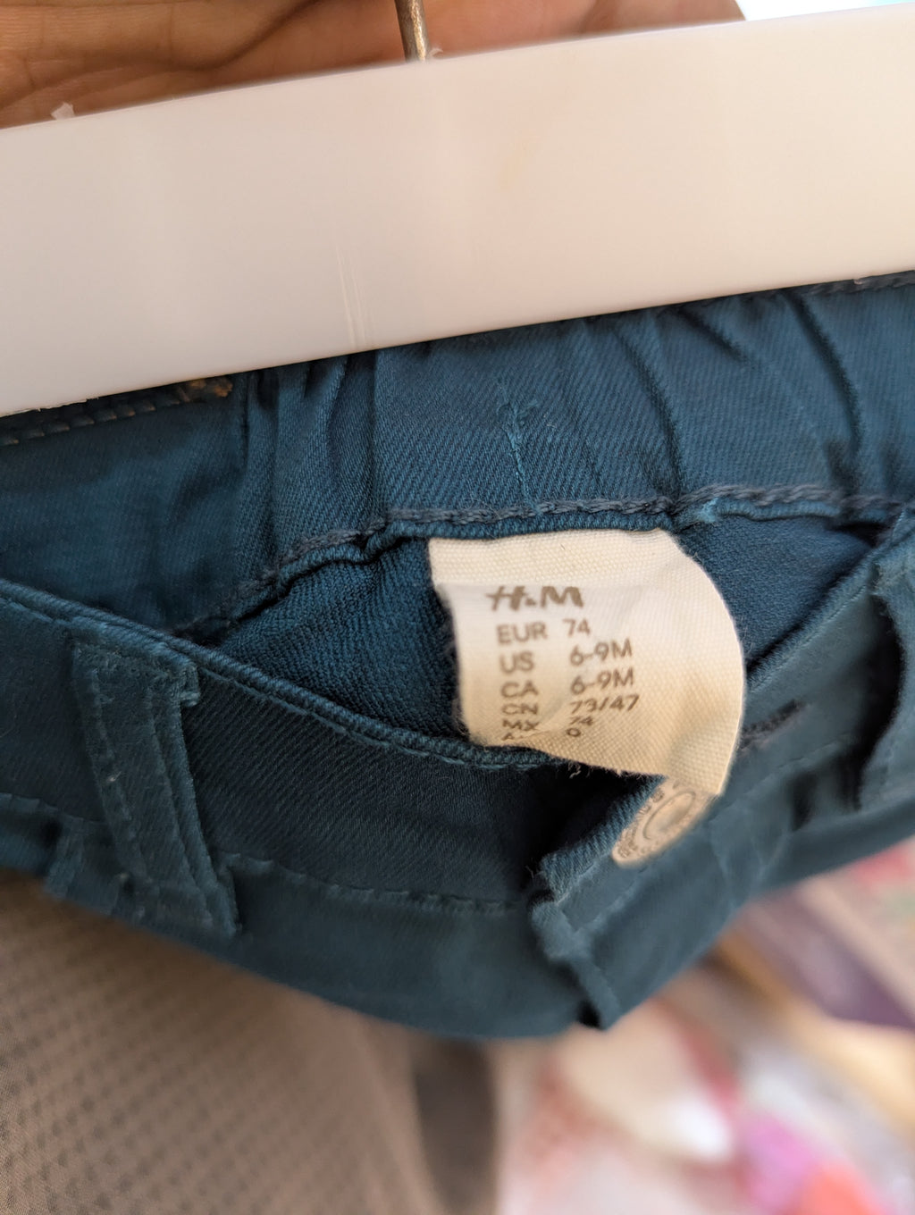 H&M Baby Boys Teal Green Casual Trousers - Size Estimated Age 6 to 9 Months AB2